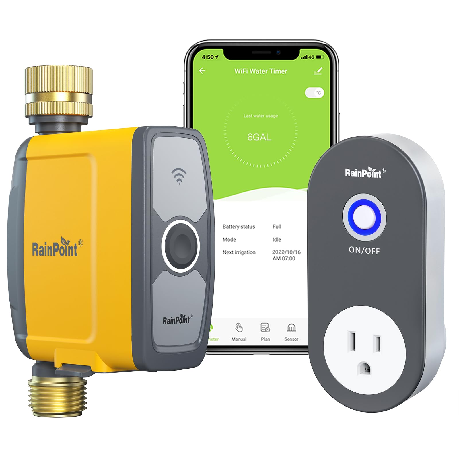 رینپوینت WiFi تایمر آب، تایمر هوشمند آبپاش، کنترلر آبیاری WiFi، شیر سیستم هوشمند آبپاش، کنترل اپلیکیشن و صدا، تاخیر باران خودکار بر اساس آب و هوا، ورودی و خروجی برنج