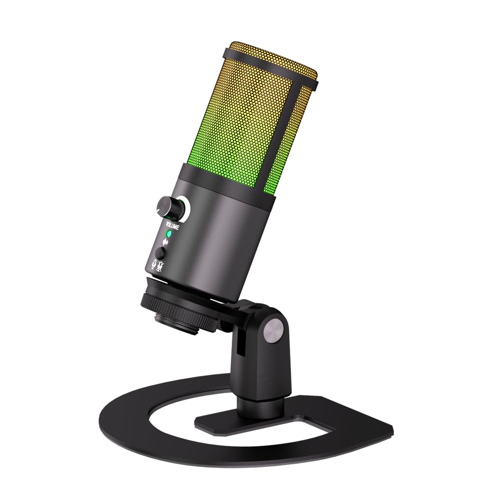 میکروفون یکپارچه G-MARK MK6 RGB USB، میکروفون بازی برای پادکست‌ها، استریمینگ، پخش، میکروفون کاندانسر با الگوی کاردیوئید و هم‌جهتی، قابل استفاده با PS4/5/PC