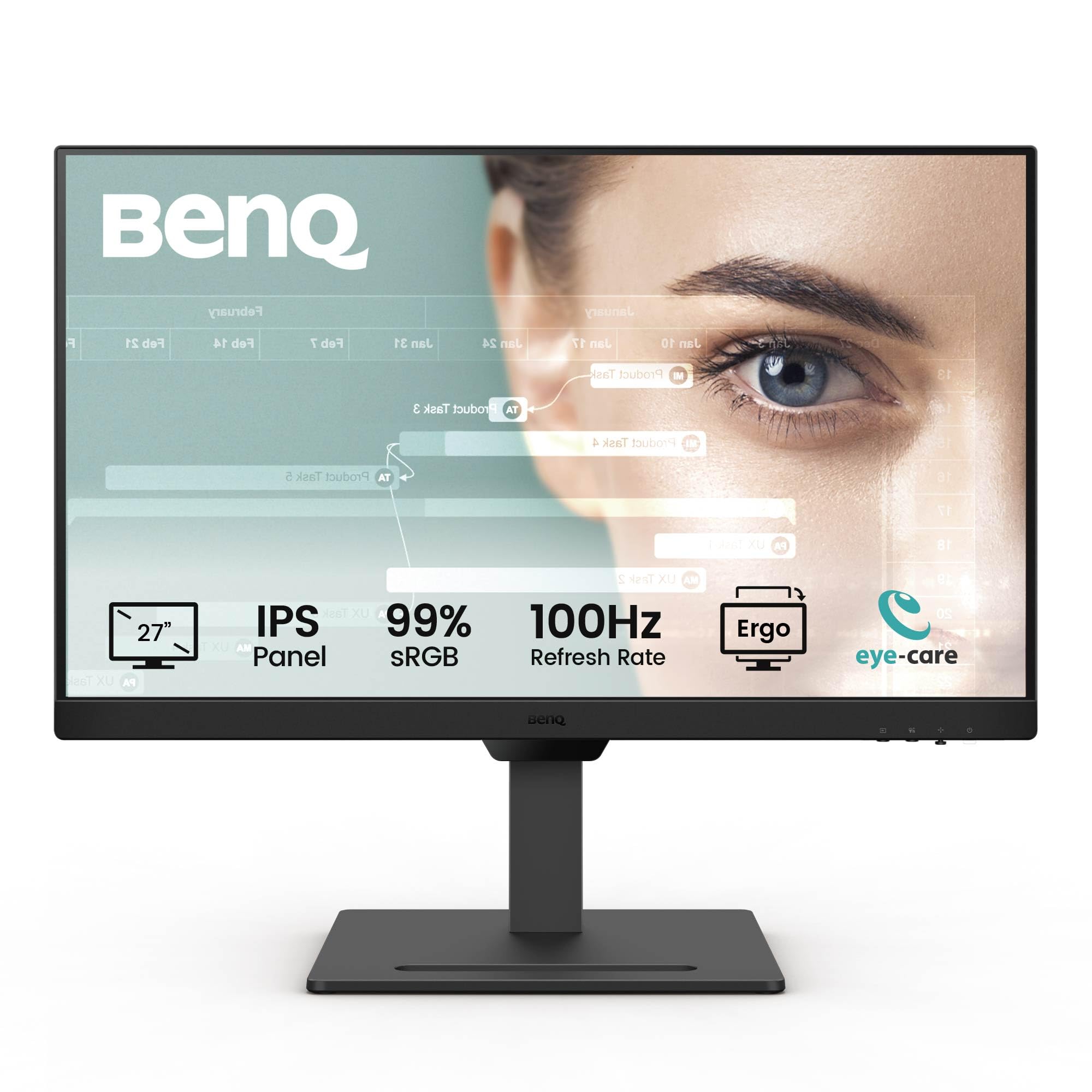 صفحه‌نمایش خانگی و اداری BenQ GW2790T 27 اینچ IPS 1080p، طراحی Ergo، نرخ تازه شدن بالا، 99٪ sRGB، VESA MediaSync، B.I، بدون چشم‌افتابی، نور آبی کم، حالت کدگذاری، تاییدیه TÜV Rheinland Certified، 27 اینچ 27 اینچ 100Hz IPS قابل تنظیم ارتفاع