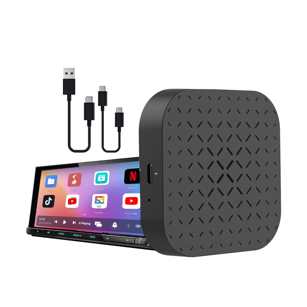 جعبه Autobox 3-in-1 بی سیم CarPlay Ai دارای Netflix/YouTube داخلی برای صفحه لمسی، تبدیل CarPlay سیمی به بی‌سیم و اندروید اتو، مدل QCM 2290، دارای 2 گیگابایت RAM و 16 گیگابایت ROM، نسخه ابتدایی tbox