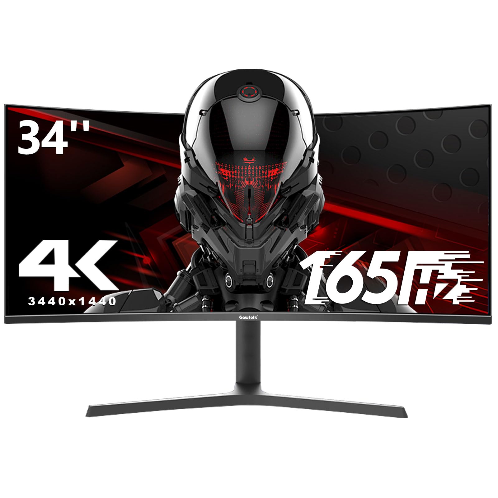 مانیتور بازی گیمینگ منحنی Gawfolk 34 اینچی، صفحه نمایش 1500R PC 165hz UWQHD 3440x1440، صفحه نمایش کامپیوتر منحنی با فری‌سینک، پایه قابل تنظیم چند جهتی 34 اینچی WQHD-165Hz