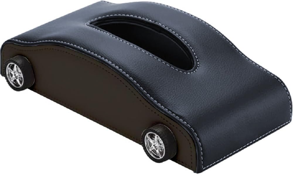 Car Tissue Holder Sports Car Shaped Tissue Box Leather Tissue Holder Car Napkin Facial Tissues Holder Modern Tissue Case Facial Paper Organizer for Car (Black, One size) One size Black