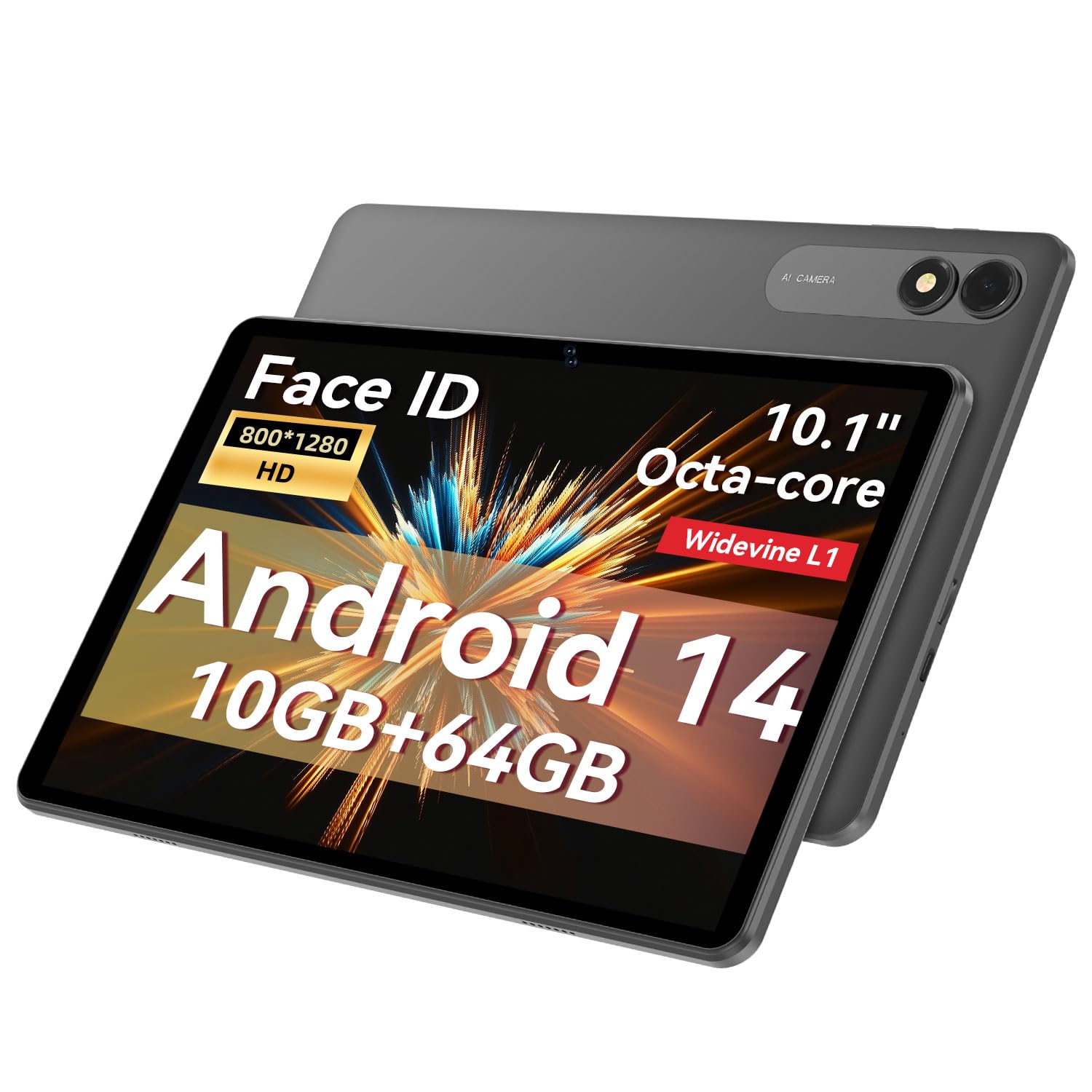 تبلت اندروید TUOHAITIME 14 اینچی، 10 گیگابایت + 64 گیگابایت، دو بلندگو استریو، Octa-Core 2.0 گیگاهرتز، پردازنده قدرتمند، 6000 میلی آمپر ساعت، باتری بزرگ (مشکی)
