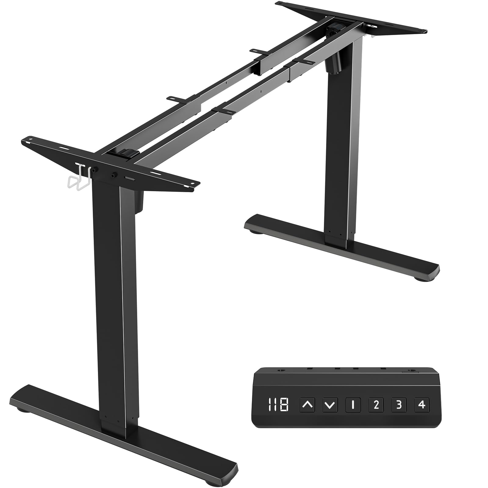قاب قابل تنظیم ارتفاع میز ایستاده الکتریکی Xyndyx، پایه میز ایستاده به صورت خودکار ارتفاع قابل تنظیم قابل تنظیم، دو موتور ارگونومیک پایه میز ایستاده پایه کارگاه پایه فقط، مشکی