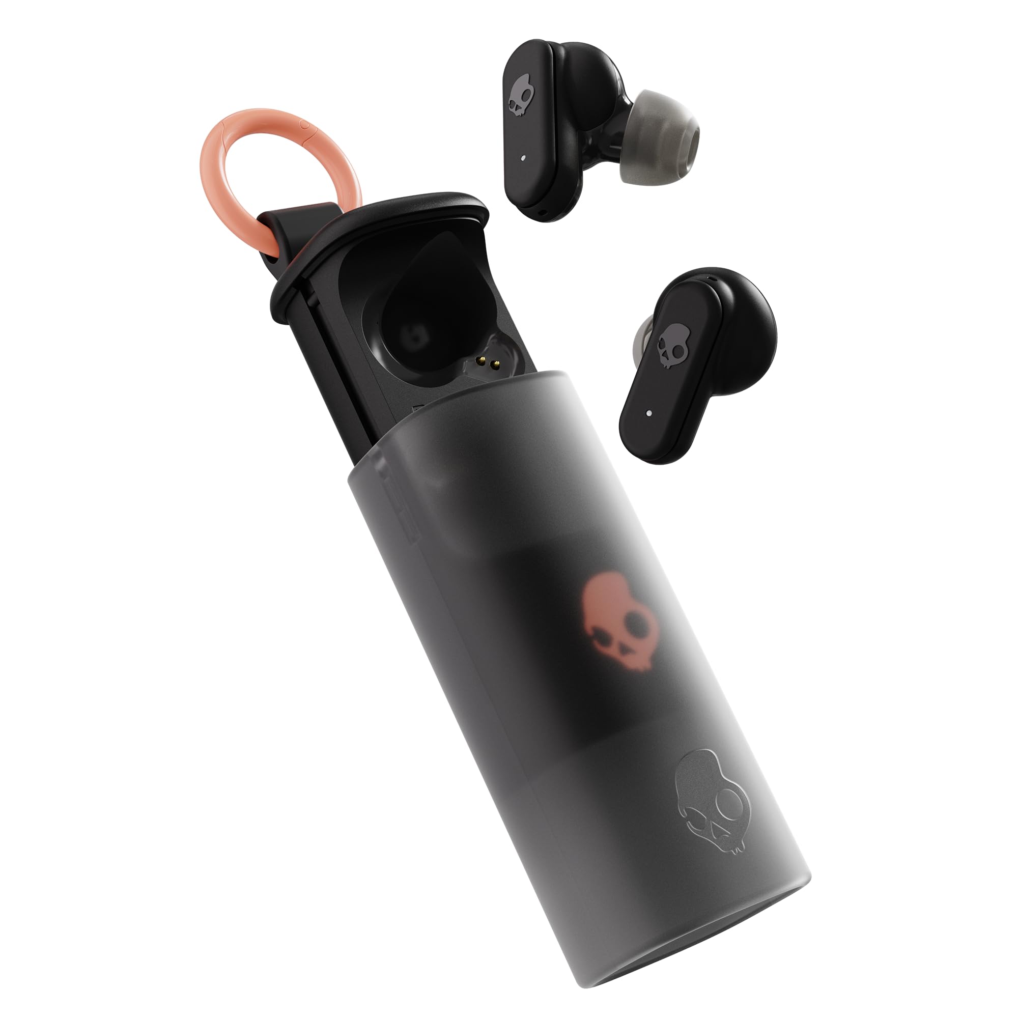 اسلحه‌های گوشی بی‌سیم Skullcandy Dime Evo، باطری 36 ساعته، میکروفون، سازگار با آیفون، اندروید و دستگاه‌های بلوتوث - مشکی و نارنجی واقعی، سایز یک باد.