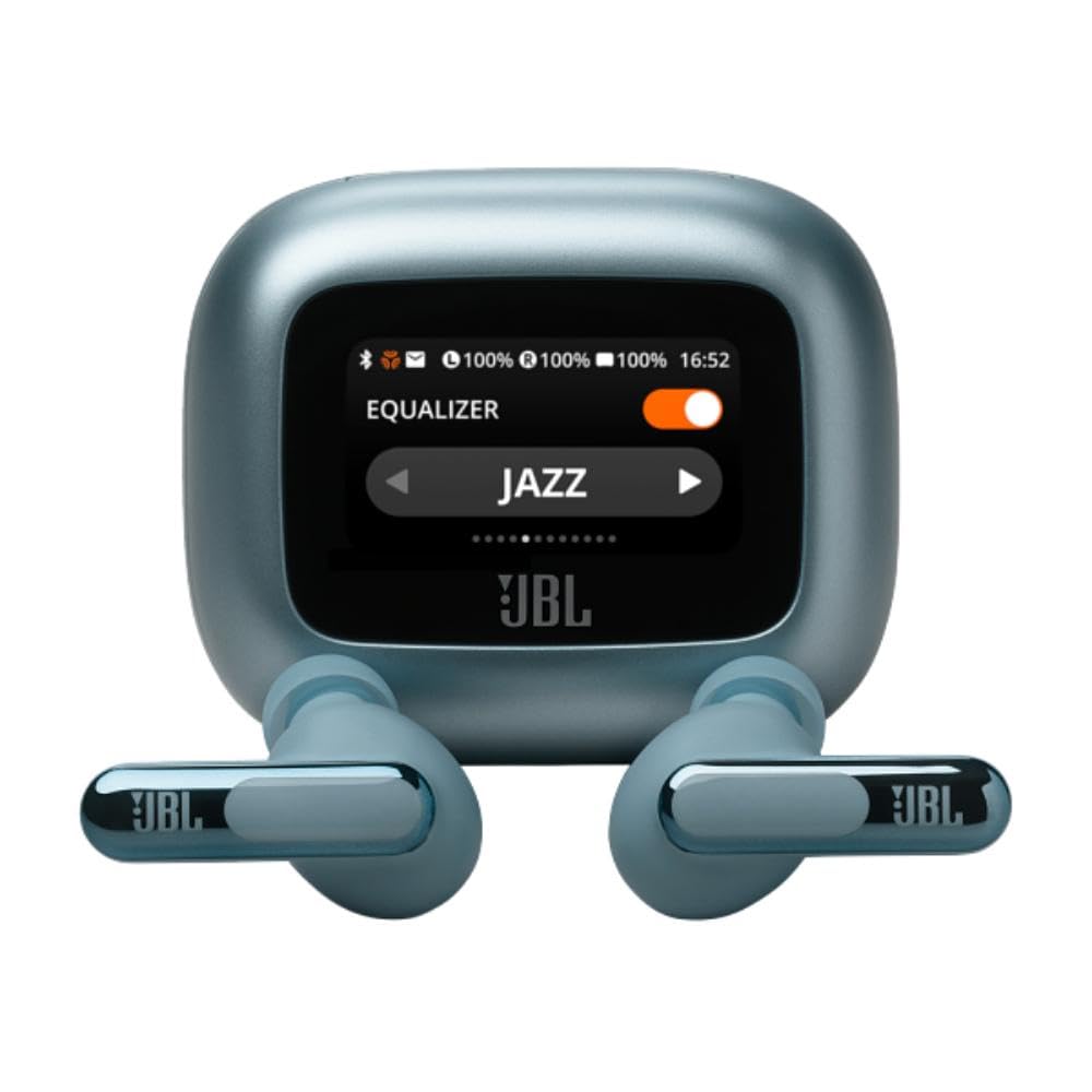 JBL لایو بیم 3 | گوشی‌های بی‌سیم لغو نویز با طراحی چوبی بسته و جعبه شارژ هوشمند، JBLLIVEBEAM3BLU، آبی