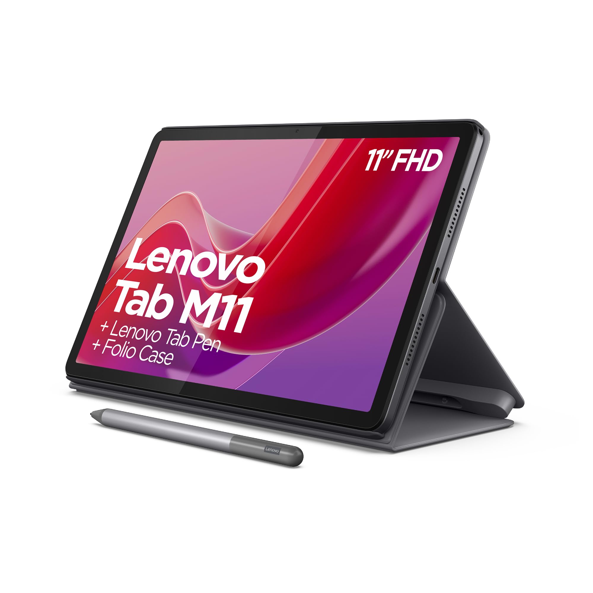 تبلت لنوو Tab M11 اینچ 11 پروسسور مدیاتک Helio G88 8 گیگابایت رم 128 گیگابایت قابل افزایش به 1 ترابایت 4 بلندگو WiFi بلوتوث اندروید 13 خاکستری ماهی با کیف و قلم Tab