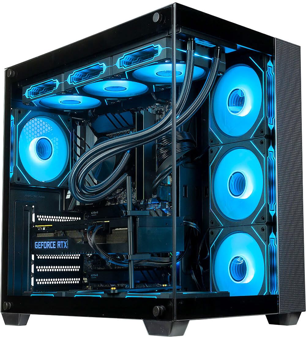 کامپیوتر میزی بازی Panorama (NVD GeForce RTX 4090، پردازنده اینتل 24 هسته‌ای i9-14900KS، 192GB RAM، 4TB NVMe SSD + 12TB HDD، WiFi 7، ویندوز 11 Pro) بهترین کامپیوتر برای بازیکنان سال 2024 (تاور پیش‌زبانه با رنگ‌های RGB)