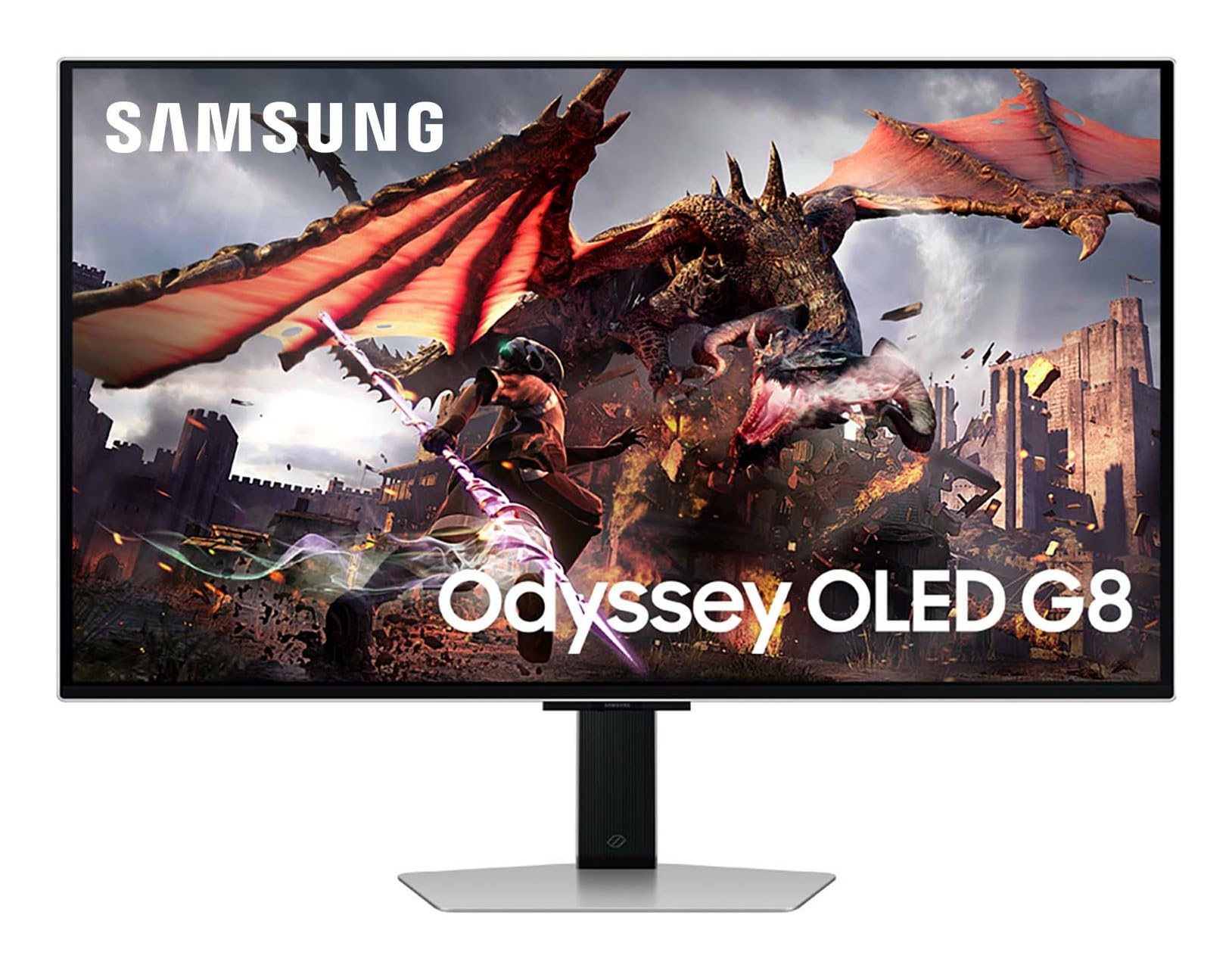 مانیتور بازی سامسونگ Odyssey G80SD OLED ، 32 اینچ، ارتقاء وضوح تصویر هوش مصنوعی 4K، صفحه نمایش UHD، 3840 در 2160 پیکسل، نرخ تازه‌سازی 240 هرتز، زمان پاسخ‌دهی 0.03 میلی ثانیه (G/G)، AMD FreeSync Premium Pro، مدل LS32DG800SUXEN