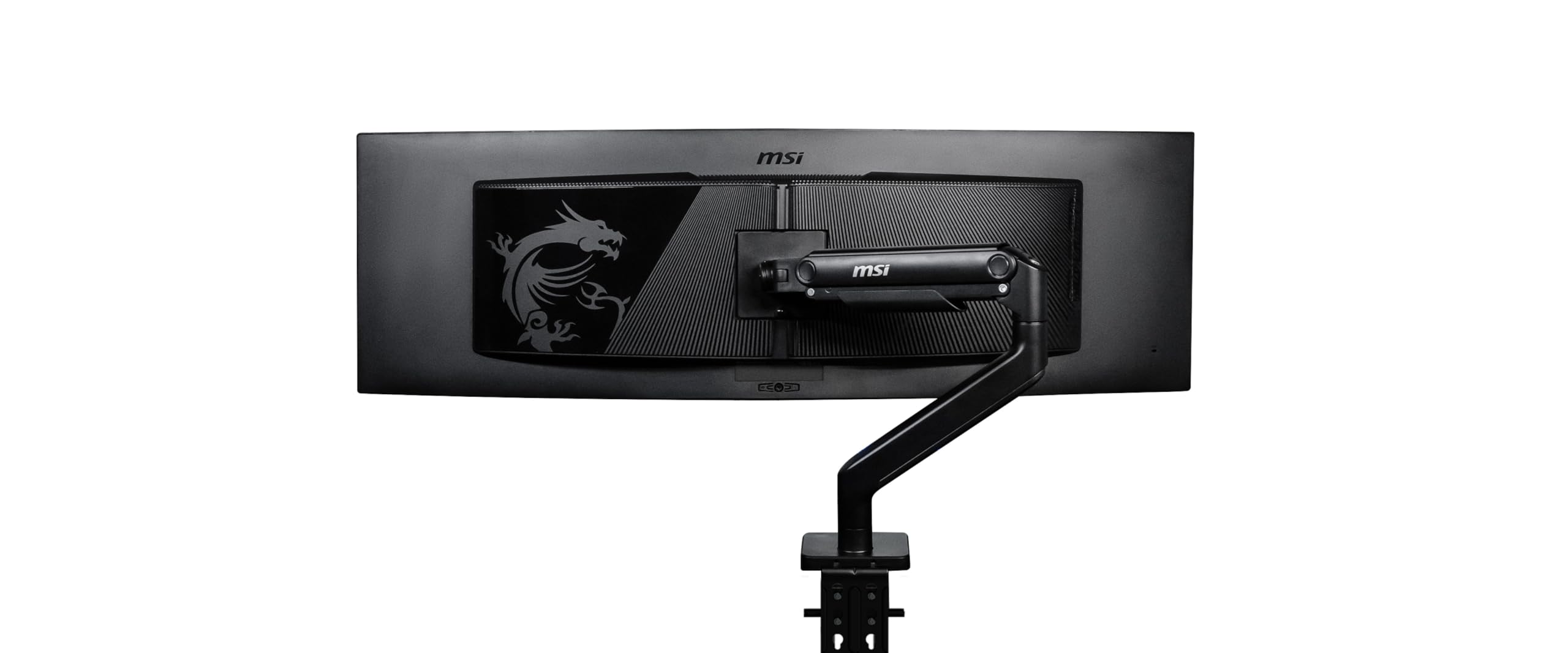 MSI MAG MT201 - پایه مانیتور تک‌گردانه حرفه‌ای و سنگین، پشتیبانی از صفحه‌نمایش‌های ۱۷-۴۹ اینچ و وزن ۴۴ پوند، سازگار با استاندارد VESA، نصب کننده‌ی کمکی گازی قابل تنظیم، کلمپ و گرومت، صفحه‌ی رهاکننده سریع - مشکی