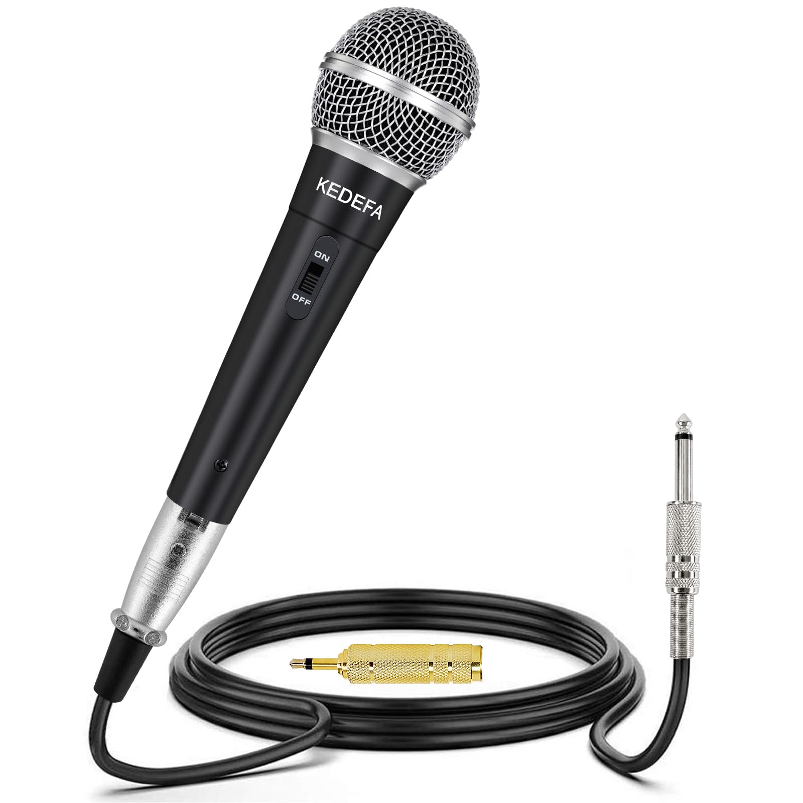 میکروفون کارائوکه سیمی KEDEFA KM58 Handheld، میکروفون داینامیک کاردیوئید با کابل صوتی XLR قابل جداشدن 13.1 فوتی و دکمه روشن/خاموش، برای دستگاه خوانندگی کارائوکه، بلندگو