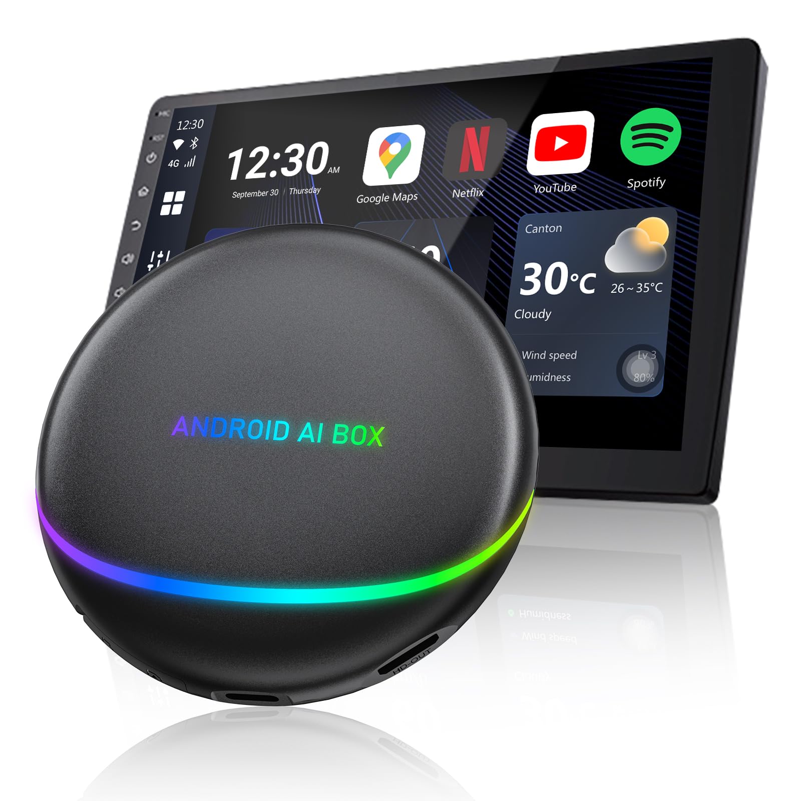 CarPlay AI Box Pro، یک جعبه چندرسانه‌ای Android 12 است که با YouTube/Netflix سازگار است و قابلیت Wireless CarPlay و Android Auto را داراست، دارای پردازنده 8 هسته‌ای 8+128G با پشتیبانی از خروجی HDMI، کارت SIM و کارت TF و دارای GPS داخلی می‌باشد.
