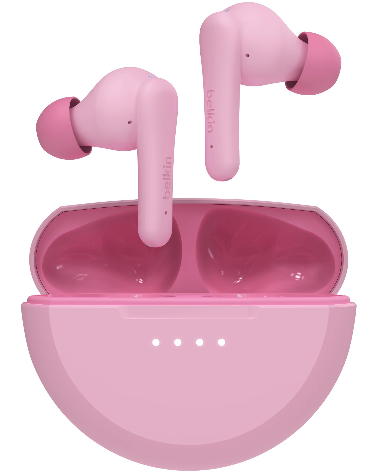 هندزفری بلوتوث Belkin SoundForm Nano 2 برای کودکان با میکروفون داخلی، عمر باتری 28 ساعته، صدای ایمن 85 دسی‌بل، مقاومت در برابر آب IPX5 - هندزفری بلوتوث کودکان برای آیفون، آیپد، گلکسی، و ... - صورتی