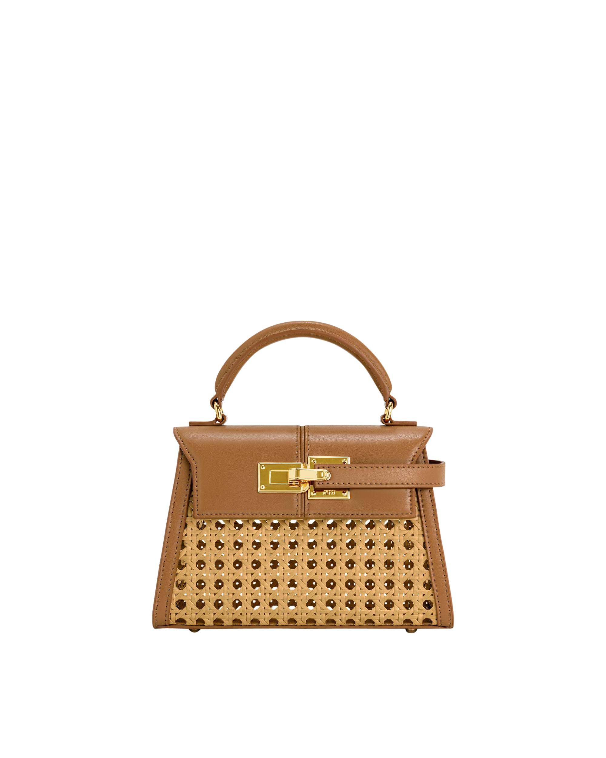 کیف دستی زنانه JW PEI Elise Top Handle رنگ قهوه‌ای بافته‌ای