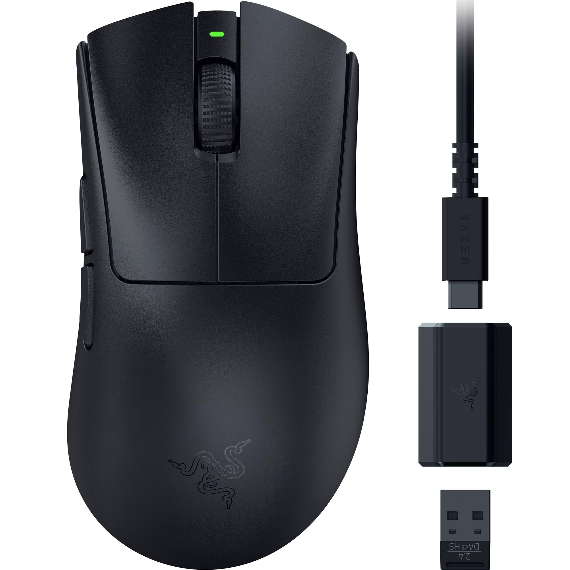 موش خور بازی Razer DeathAdder V3 HyperSpeed بی‌سیم: سبک وزن ۵۵ گرم - طراحی ارگونومیک و سطح لمس صاف - باتری تا ۱۰۰ ساعت - سوییچ‌های نوری نسل ۳ - حسگر نوری Focus X 26K - مشکی