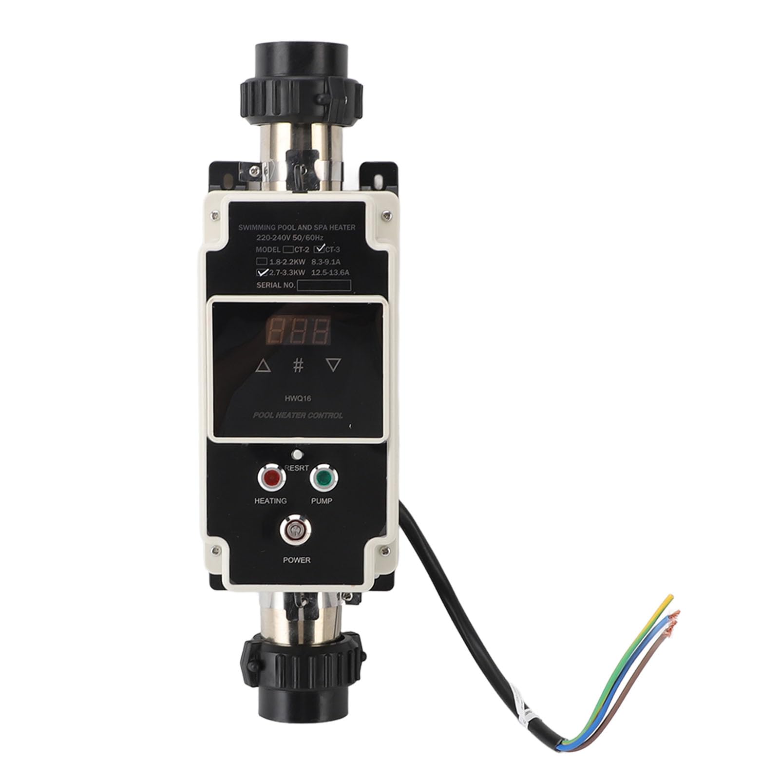220V 240V 3.3KW گرم‌کن استخر، گرم‌کن آب استخر الکتریکی، ترموستات حوضچه‌ی آب گرم استخر، دارای نمایشگر دیجیتال، گرمایش 1000 لیتر آب، ایده‌آل برای استخر کوچک، حوضچه‌ی آب گرم، اسپا، و وان حمام