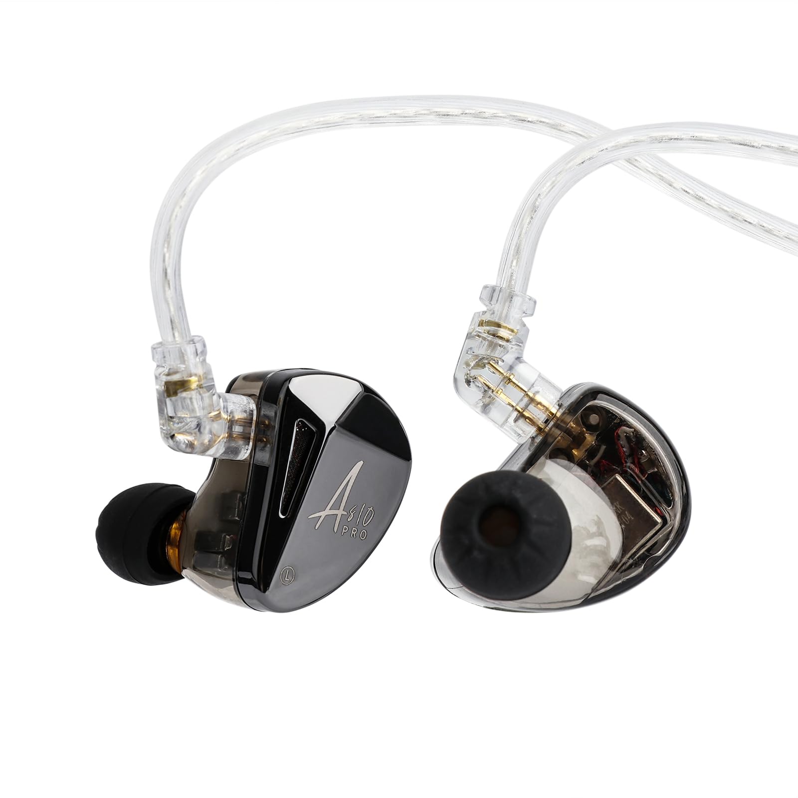 گوشی های هوشمند سیمی حرفه ای LINSOUL x KZ AS10 PRO 5BA، هیبرید با بلندگوهای Balanced Armature، ارائه دهنده صدای HiFi، با بدنه فلزی استیل ضد زنگ، کابل قابل جداشدن دو پین برای علاقمندان به صدا (بدون میکروفون) در گوش است