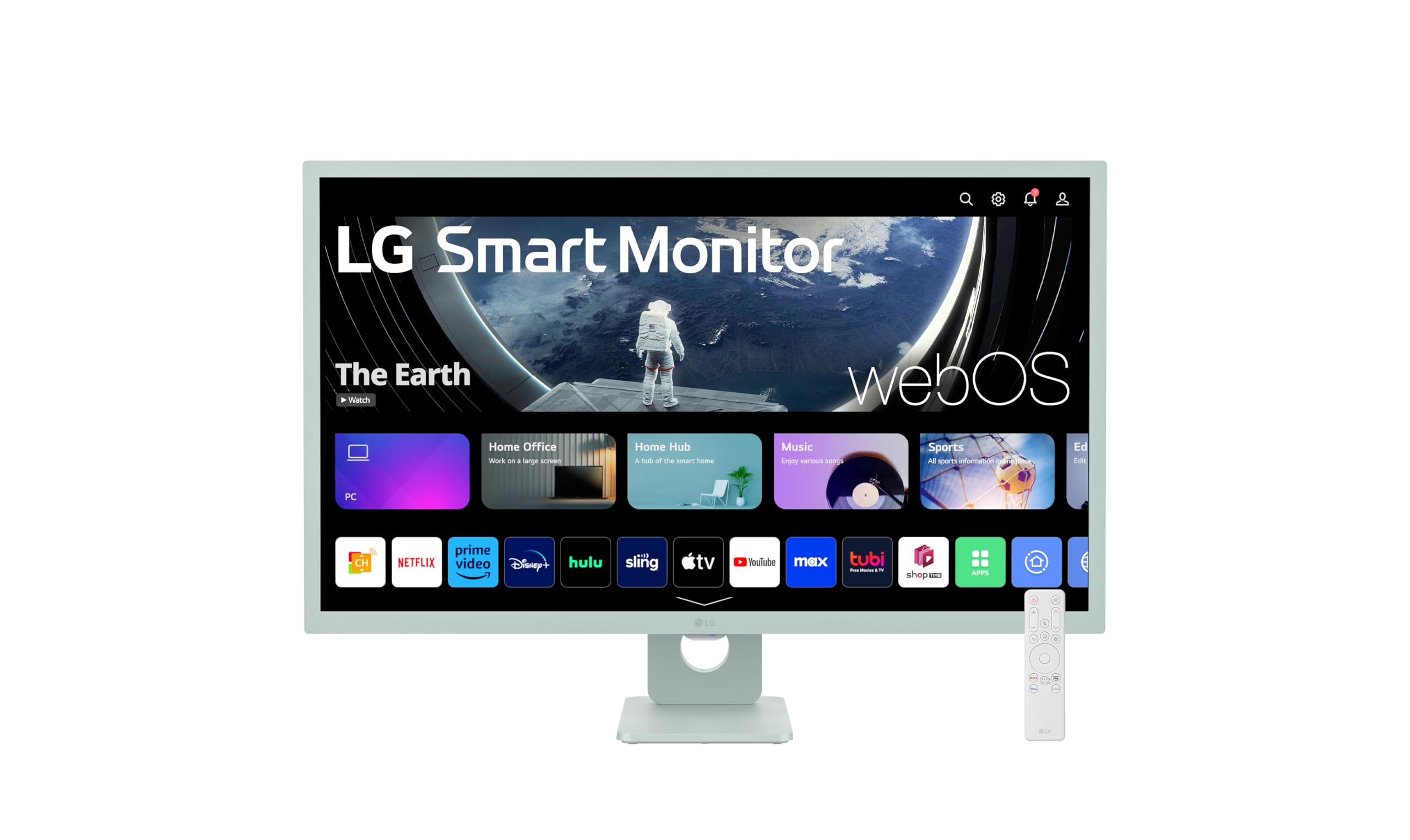 مانیتور هوشمند LG 32SR50F-G با صفحه نمایش IPS 32 اینچی FHD (1920x1080) ، webOS 23، HDR 10، دو بلندگوی داخلی، AirPlay 2، به اشتراک گذاری صفحه نمایش، بلوتوث، اپلیکیشن ThinQ، کنترل از راه دور، مانیتور سبز.