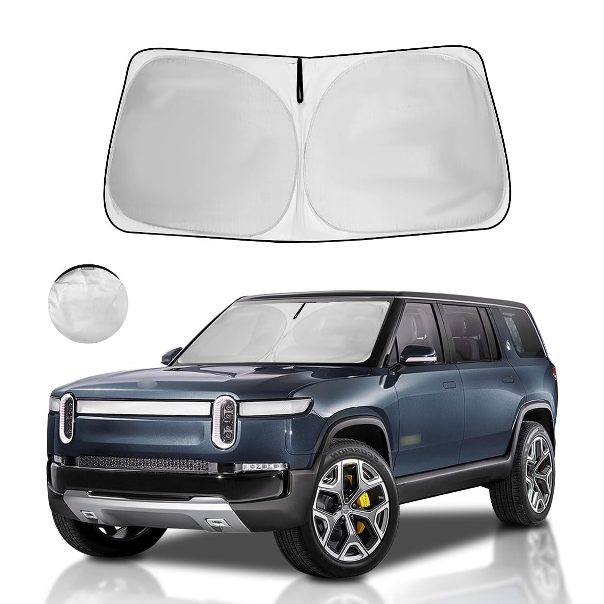 سایه‌دانه پنجره برای Rivian R1S سال‌های 2025، 2024، 2023، 2022 با قابلیت سفارشی‌سازی مناسب SUV، لوازم جانبی دیگر شمشه خورشیدی قابل تاشو محافظ UV پوشش سایه‌گر گرما و محافظ کاور X برای Rivian R1S سال‌های 2022-2025