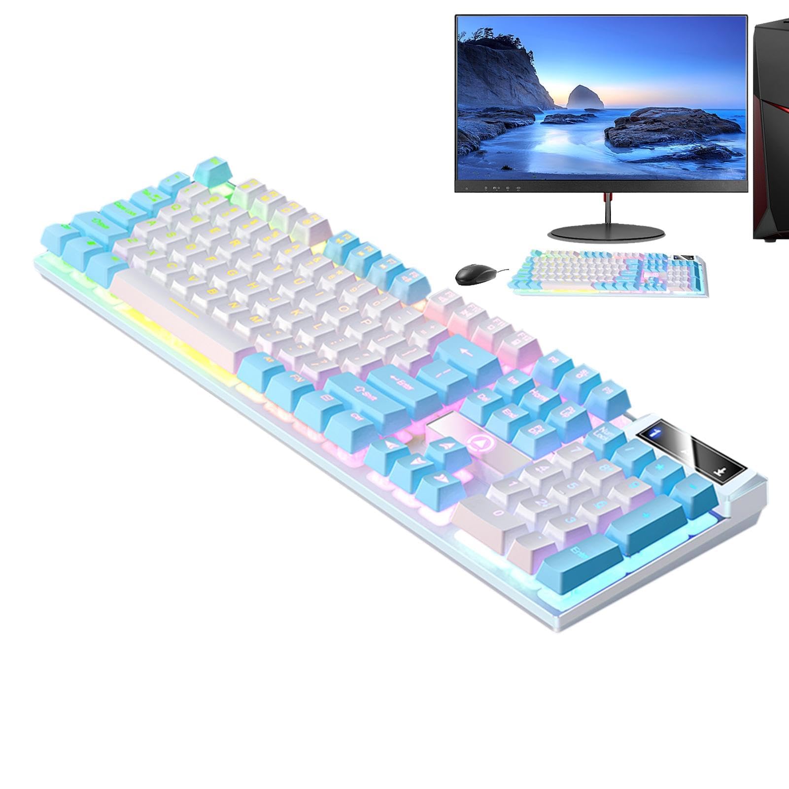 صفحه کلید بازی مکانیکی TERRIFI، صفحه کلید های DIY RGB 104 عددی با نور پس‌زمینه LED فوق‌نازک، سیمی USB، با کلاویه‌های Abs مقاوم/کلیدهای واکنش پذیر/صفحه کلید ضد‌آب برای کامپیوتر PC Mac Xbox Gamer