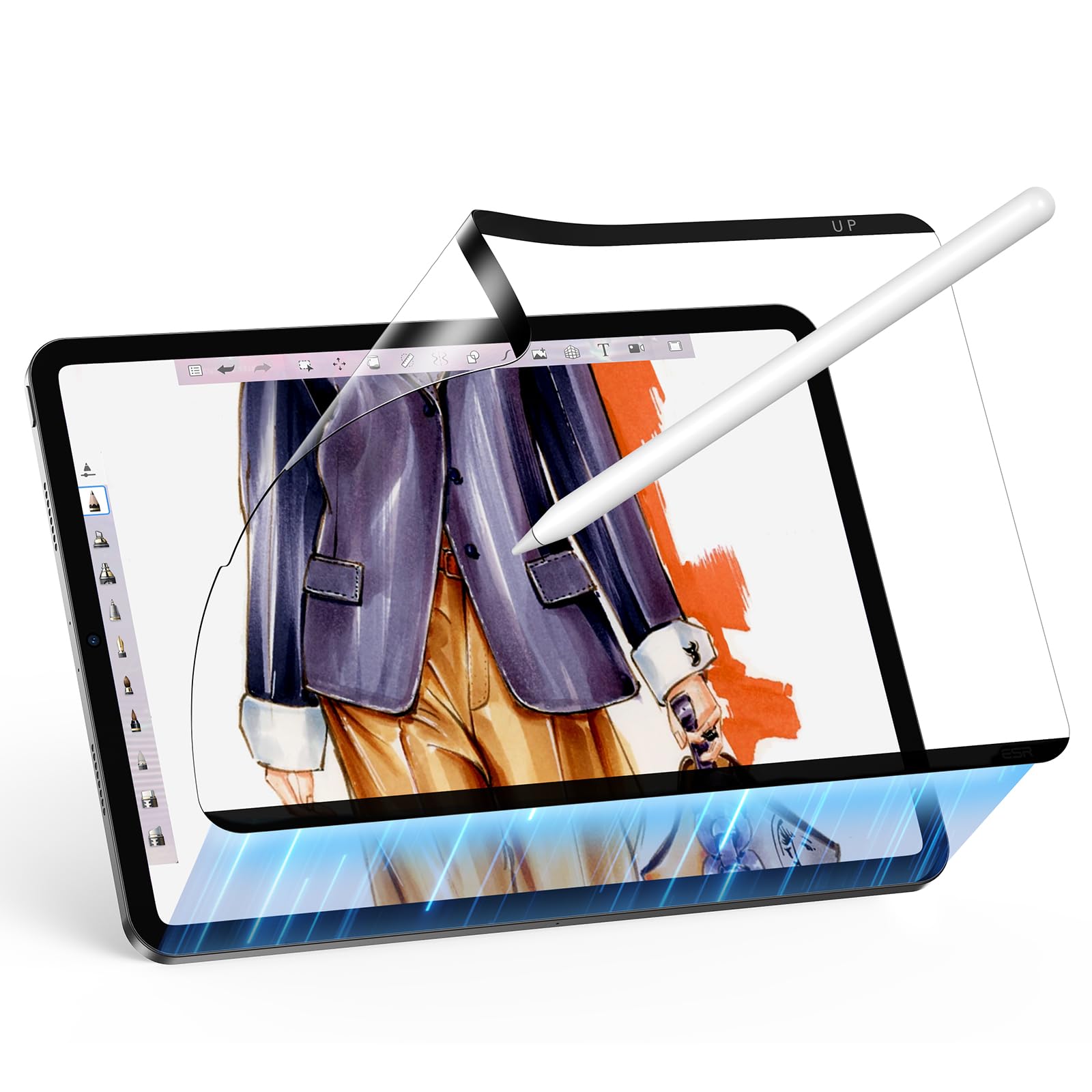 محافظ صفحه نمایش مغناطیسی Paper-Feel ESR برای iPad Pro 12.9 اینچ نسل چهارم/سوم/پنجم/ششم (2022/2021/2020/2018)، نوشتن و نقاشی مانند روی کاغذ، قابل جدا شدن و استفاده مجدد، 2 عدد، پوشش مات 2 تایی - محافظ مغناطیسی iPad Pro 12.9 (2018-2022)