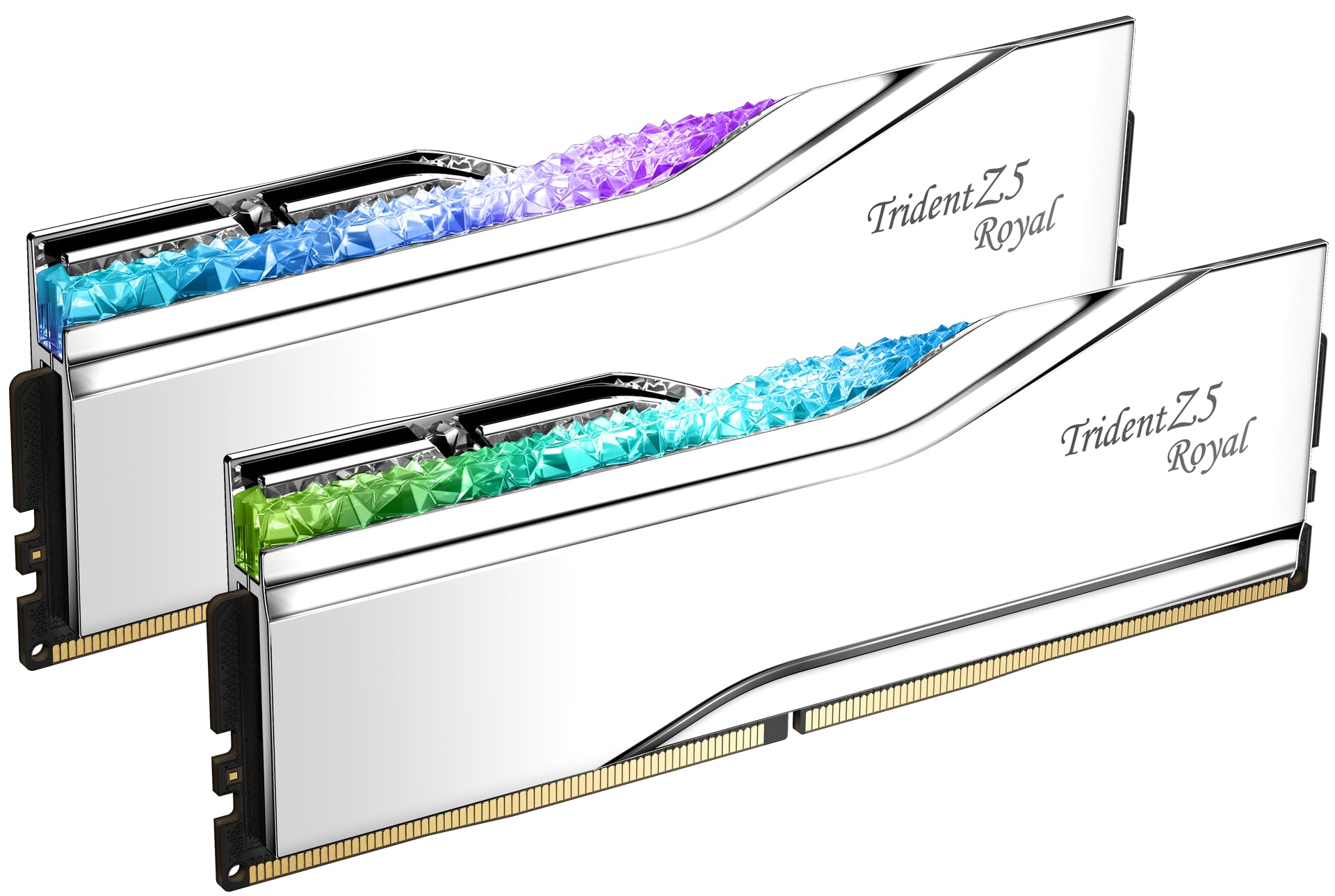 G.SKILL Trident Z5 Royal Series (Intel XMP 3.0) حافظه RAM DDR5 48GB (2x24GB) 7200MT/s CL36-46-46-115 1.35V حافظه کامپیوتر دسکتاپ UDIMM - نقره‌ای (F5-7200J3646F24GX2-TR5S) 48GB (2x24GB) DDR5-7200 36-46-46-115 1.35V نقره‌ای