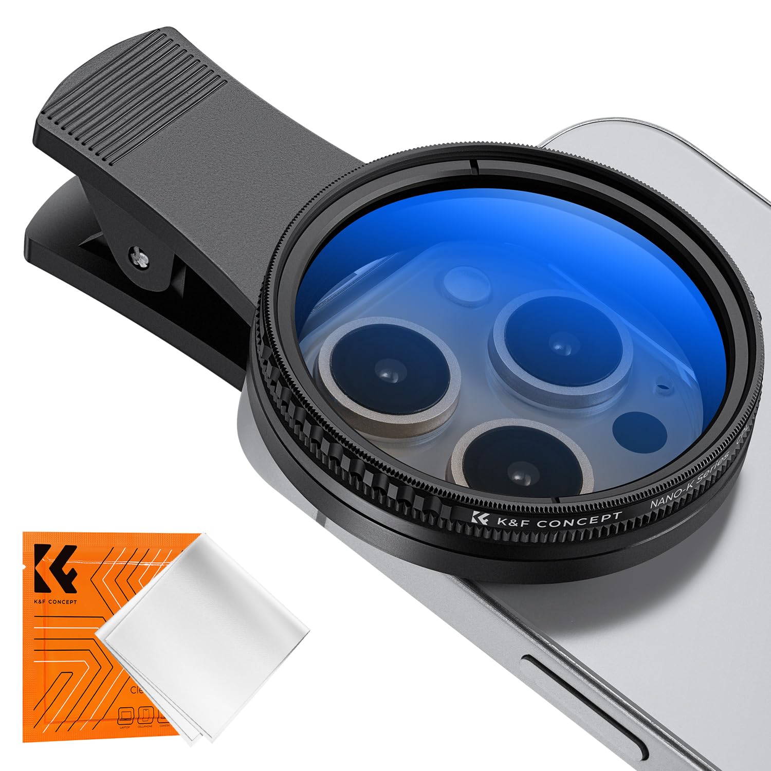 مجموعه لنز CPL فیلتر دوربین گوشی همراه یونیورسال K&F Concept، CPL فیلتر برای دوربین گوشی همراه، CPL فیلتر 52 میلی‌متر، تنها فیلتر برای آیفون مشکی