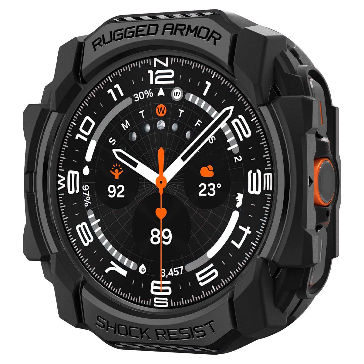 محافظ Spigen Rugged Armor طراحی شده برای محافظ گوشه سامسونگ گلکسی واچ الترا 47 میلی‌متر (2024) - مشکی مات