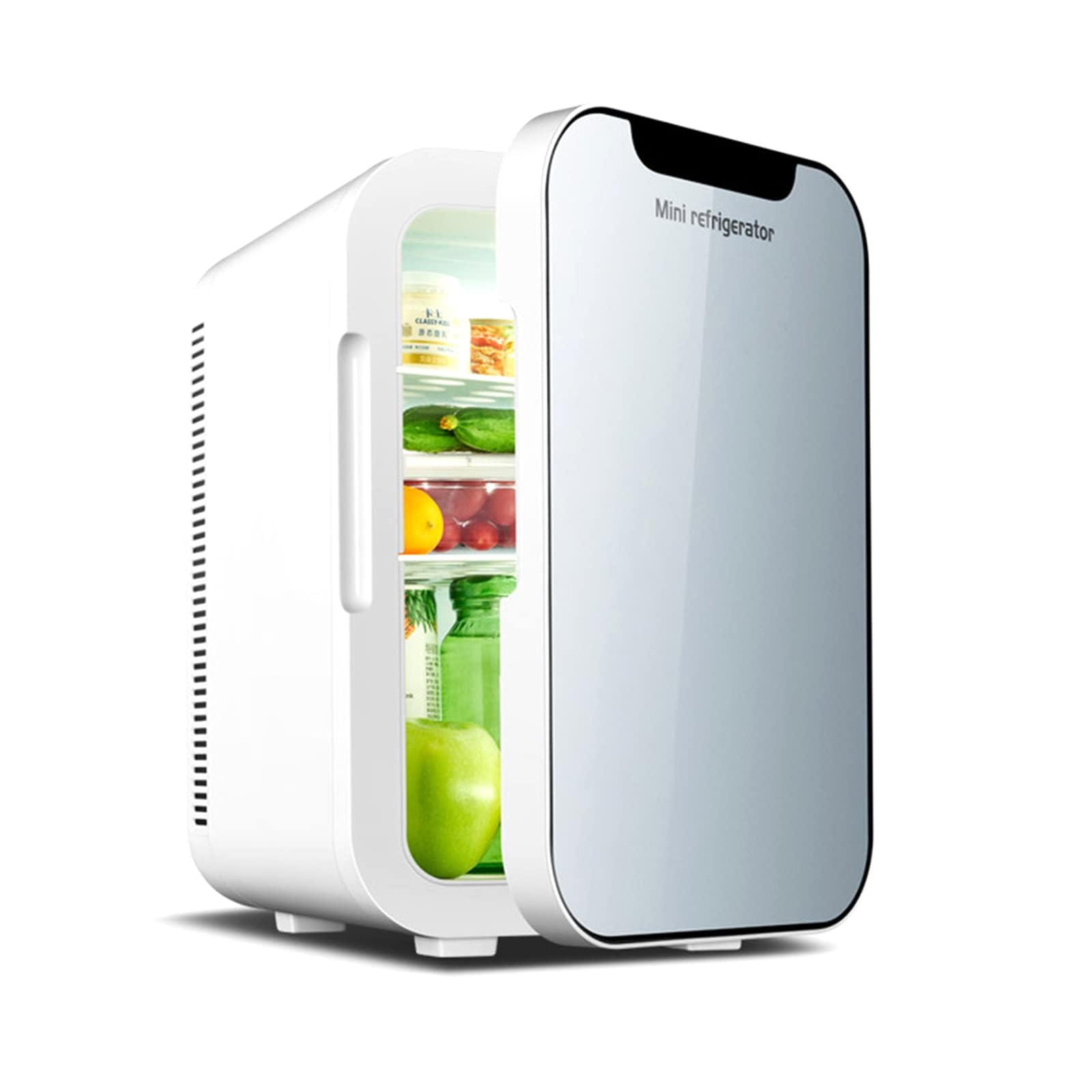 یخچال کوچک TDOO 20 لیتری، یخچال مسافرتی 24 عددی، پنل شیشه‌ای ضدشکستگی، یخچال مراقبت از پوست خانگی، یخچال حرارتی-سردای قابل حمل AC/DC 12 ولت برای خودرو، اداره، غذا، نوشیدنی و محصولات مراقبت از پوست (نقره‌ای)