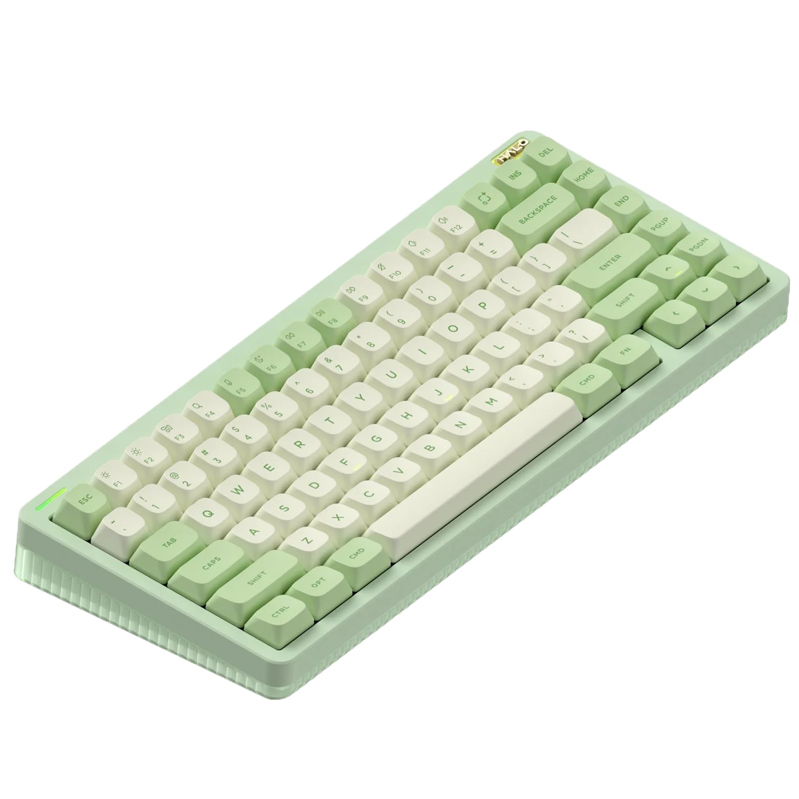 nuphy Halo75 V2 Gaming Keyboard، یک صفحه کلید بی‌سیم 75٪ قابل تعویض با 83 کی RGB Backlit Keyboard است، از بلوتوث / 2.4GHz / USB-C پشتیبانی می‌کند (سبز، موز Raspberry (46gf) سبز)