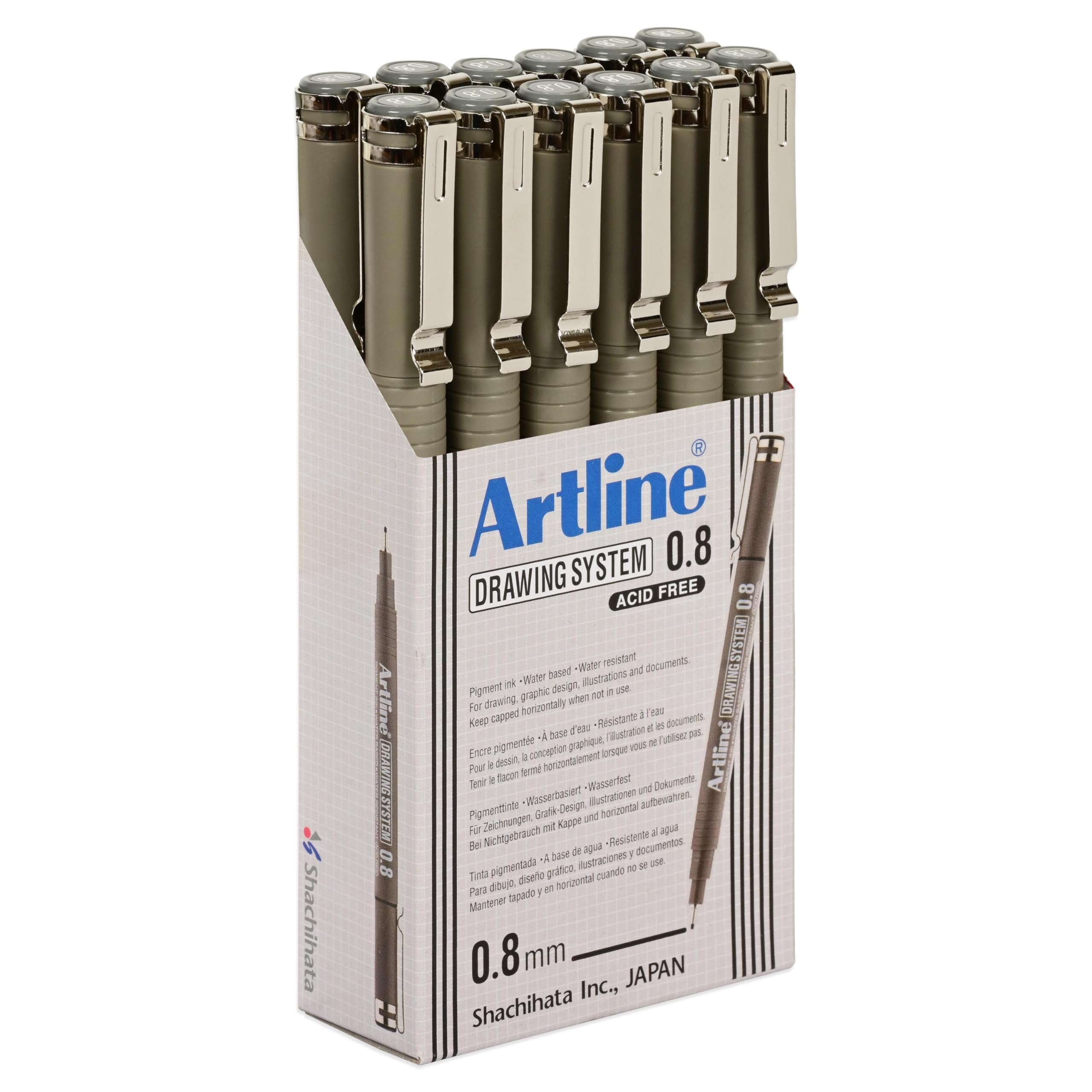 سیستم نقاشی ARTLINE 238، بدون اسید، جوهر مایع بر پایه آب، اندازه خط 0.8 میلی‌متر، جعبه‌ای شامل 12 تکه، رنگ سیاه - ARFP238