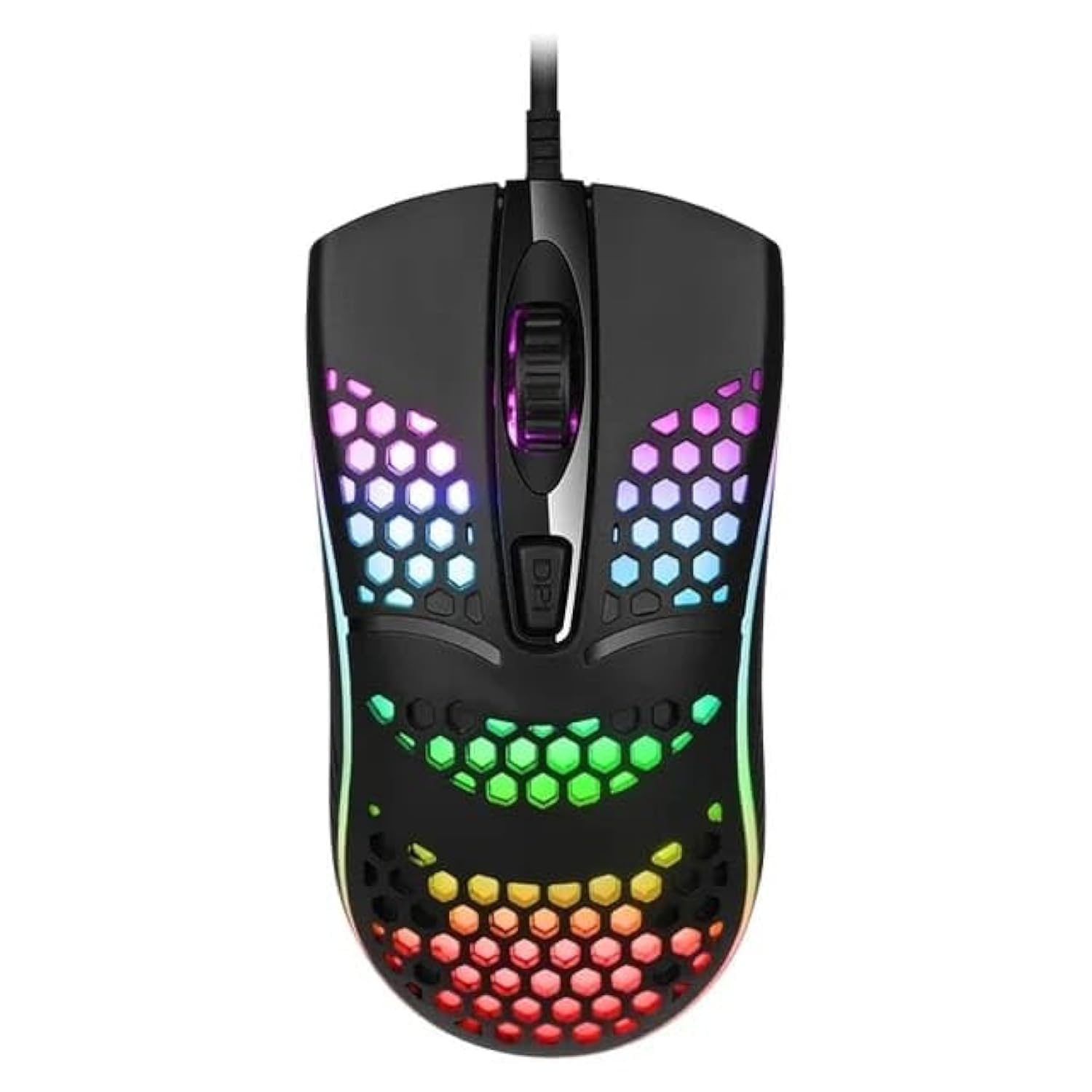 موشواره باسیم BeeChip با نور پس زمینه LED تنفسی با کابل باز بازی، موشواره نوری بهینه USB برای لپ تاپ و دسکتاپ 4D PC برای استفاده در خانه و اداره (سیاه)