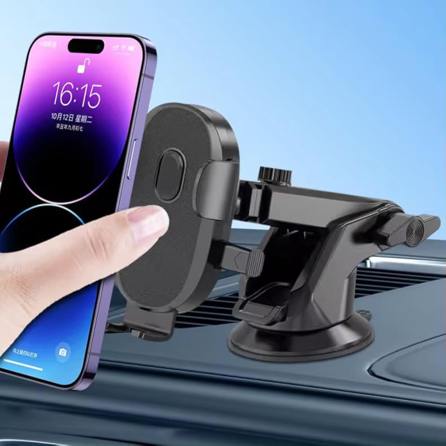 پایه موبایل برای ماشین، نگهدارنده تلفن همراه در ماشین با قابلیت چرخش 360 درجه، قابلیت انعطاف پذیر برای داشبورد و شیشه جلوی ماشین، سازگار با تمامی گوشی های همراه