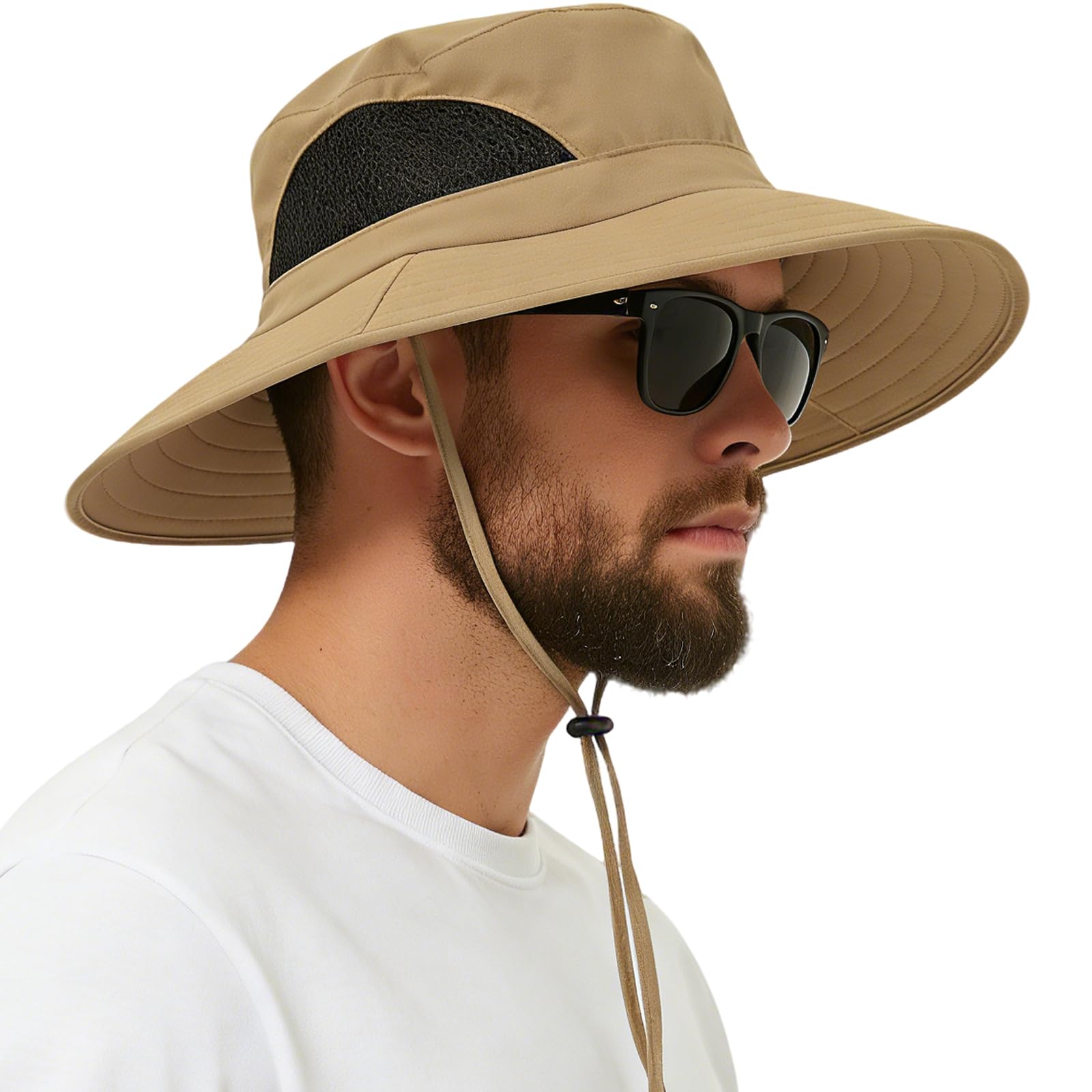 کلاه آفتابی EINSKEY برای مردان/زنان، کلاه گنده ضدآب با دم درهم‌پذیر برای ماهیگیری، پیاده‌روی در جنگل، باغ، سفر در بیابان و ساحل شتری