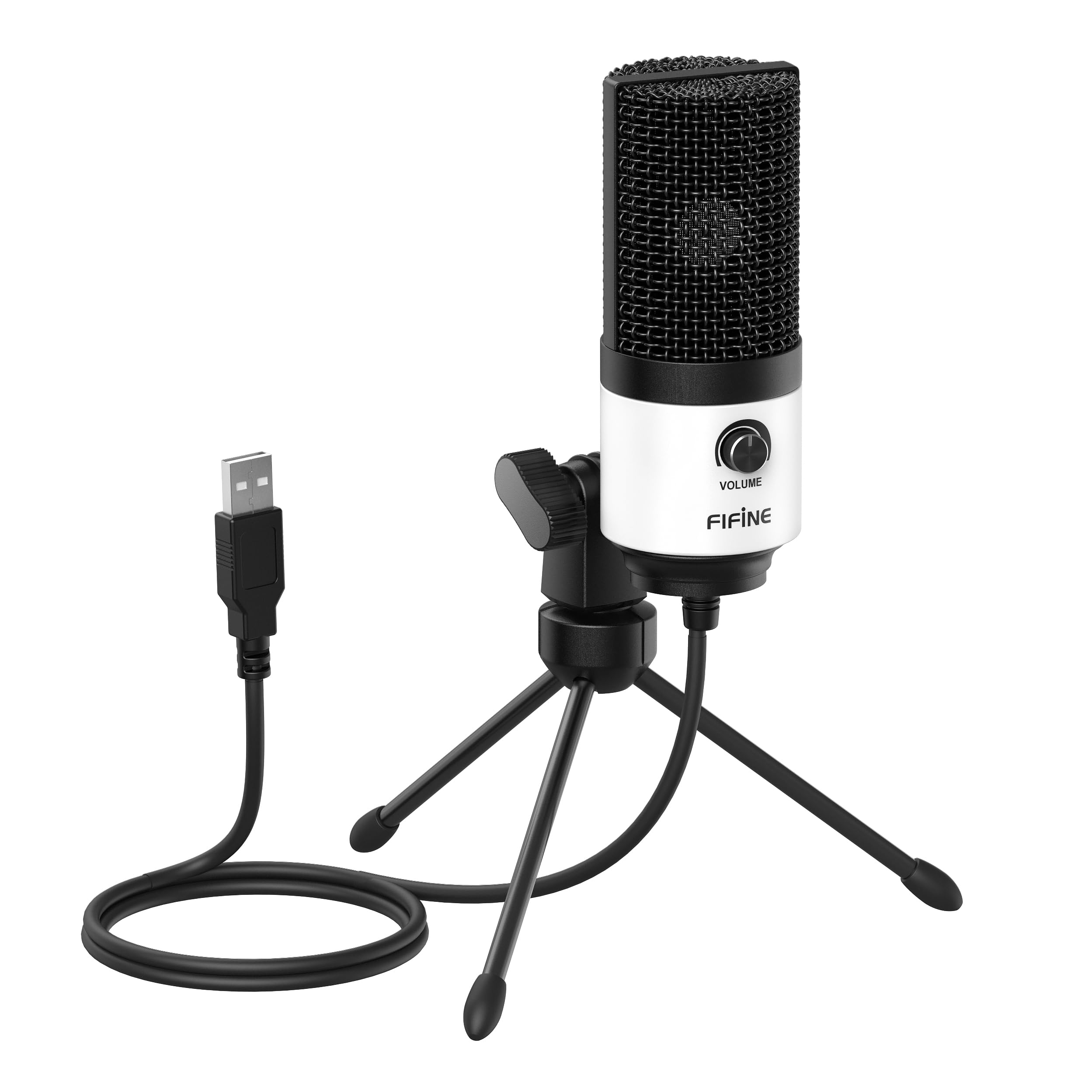 میکروفون پادکست USB فیفاین، میکروفون کاندنسور استودیویی/ضبط با کنترل میزان برای ضبط صدا، خوانندگی، جلسات آنلاین، یوتیوب - مدل K669W