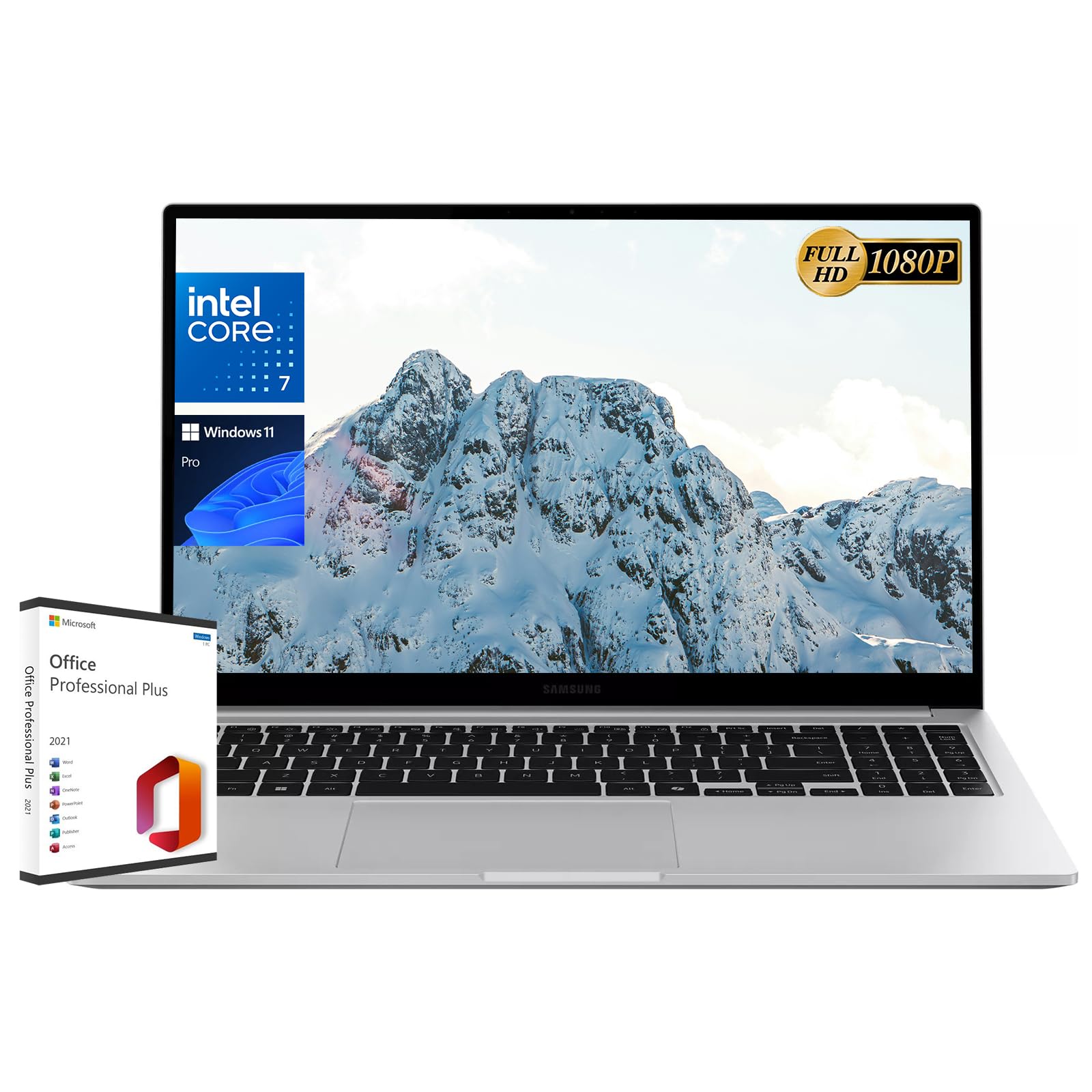 سامسونگ جدیدترین لپتاپ بیزینس Galaxy Book4 ، نمایشگر FHD 15.6 اینچی، Intel 10-Core 7-150U، 16GB RAM، 512GB SSD، صفحه کلید با نور پس زمینه، وای فای، عمر باتری بلند، ویندوز 11 پرو، همراه با مجوز دائمی Microsoft Office