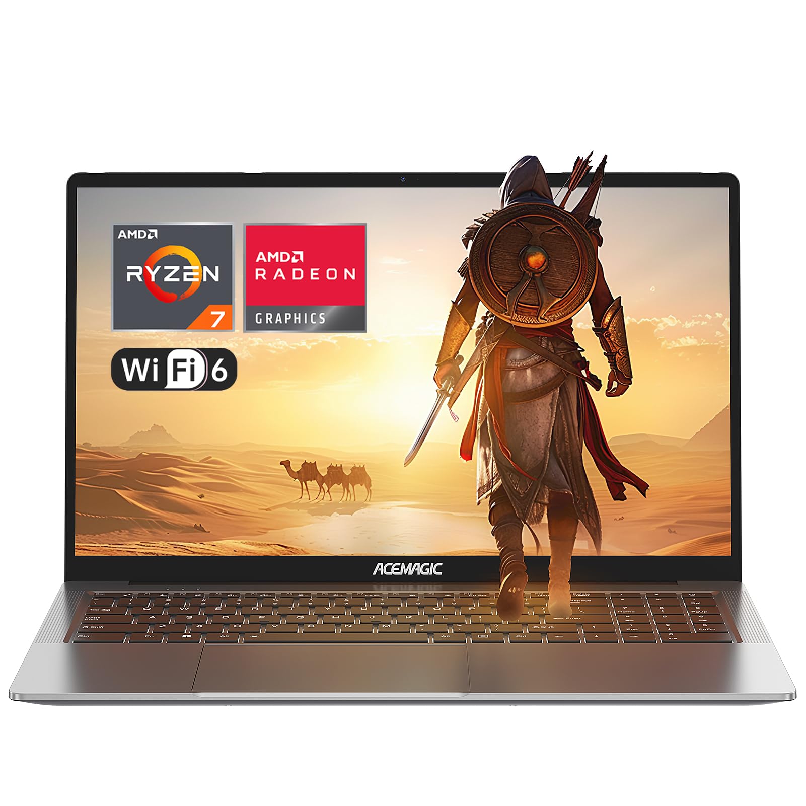 لپتاپ ACEMAGIC با قاب فلزی و نور پس‌زمینه بازی AMD Ryzen 7 5700U (8C / 16T، تا 4.3 گیگاهرتز) برای دفترچه یادداشت بازیکن، 16.1 اینچ FHD، 16 گیگابایت DDR4، 512 گیگابایت M.2 SSD، WiFi 6، BT5.2، HDMI (خاکستری)