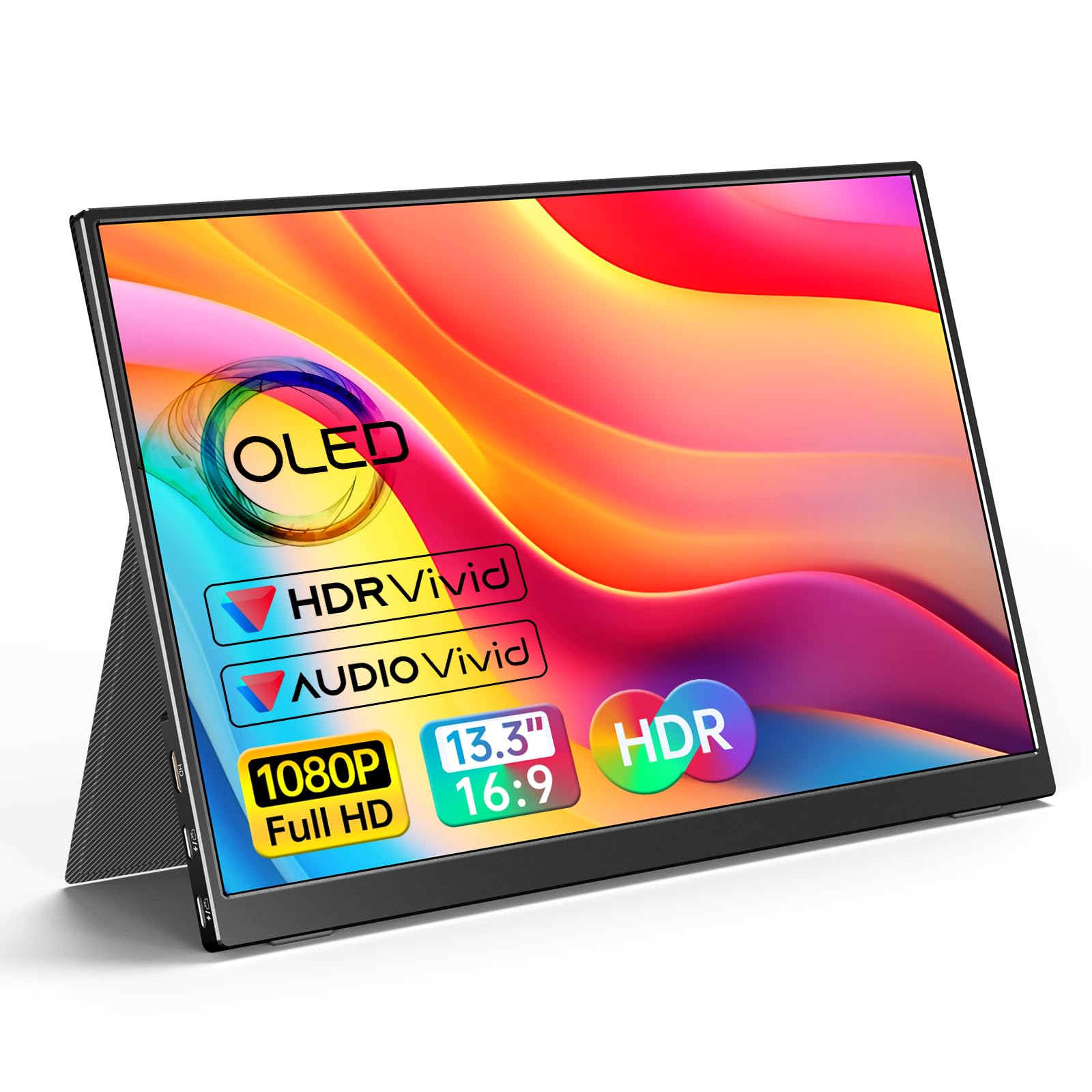 مانیتور قابل‌حمل OLED با کیفیت تصویر ۱۰۸۰P FHD و اندازه ۱۳.۳ اینچ برای لپتاپ/کامپیوتر/مک/تلفن همراه/ایکس‌باکس/سوییچ/پلی‌استیشن ۴، مدل VILVA 13.3''.