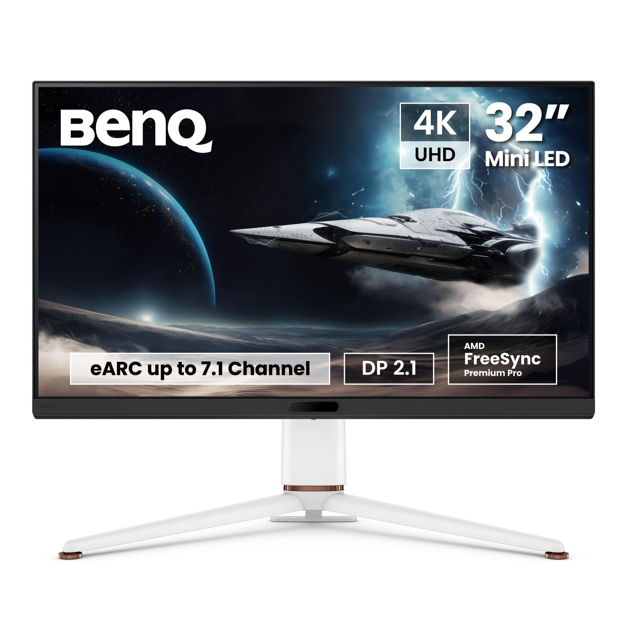 مانیتور بازی 32 اینچی BenQ MOBIUZ EX321UX با تکنولوژی Mini LED 1152 زون، 4K، eARC 144Hz، 1ms DP2.1، پورت USB-C و HDMI 2.1، پوشش 99% P3 و Adobe RGB، DisplayHDR 1000، Freesync Premium Pro، KVM، موتور Pixsoul، کنترل از راه دور