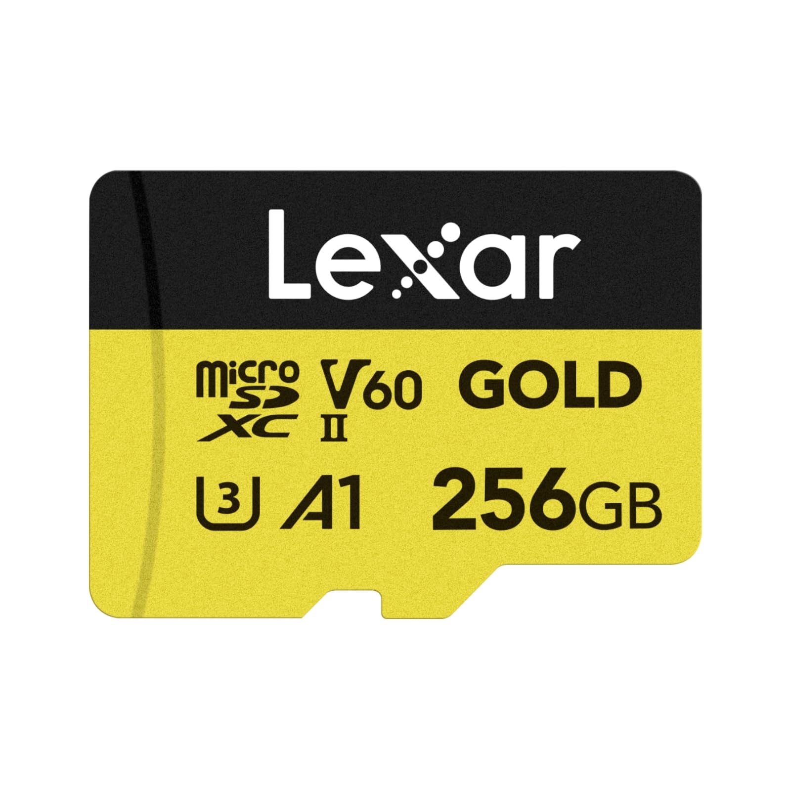 کارت حافظه Micro SD Lexar Gold 256GB، کارت حافظه microSDXC UHS-II، V60، U3، A1، C10، کارت MicroSD، تا سرعت خواندن 280 مگابایت بر ثانیه، برای دوربین هوایی/دوربین اکشن/دستگاه بازی UHS-II (مدل LMSGOLD256G-BNNG) سری GOLD UHS-II 256GB