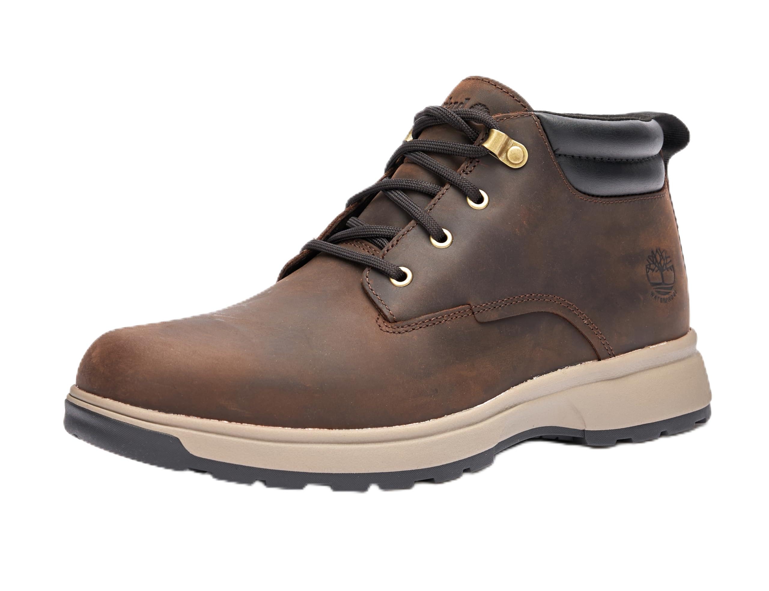 کفش مردانه Timberland Atwells Ave Chukka Boat با سایز 42 اروپا، رنگ قهوه‌ای تیره و جنس چرم طبیعی فرو خورده