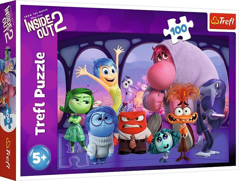 پازل رنگارنگ با قطعات ۱۰۰ تایی و قهرمانان محبوب مجموعه تلویزیونی Inside Out 2، همه چیز سر و کار دارند، سرگرمی خلاقانه، بازی برای کودکان ۵ سال به بالا