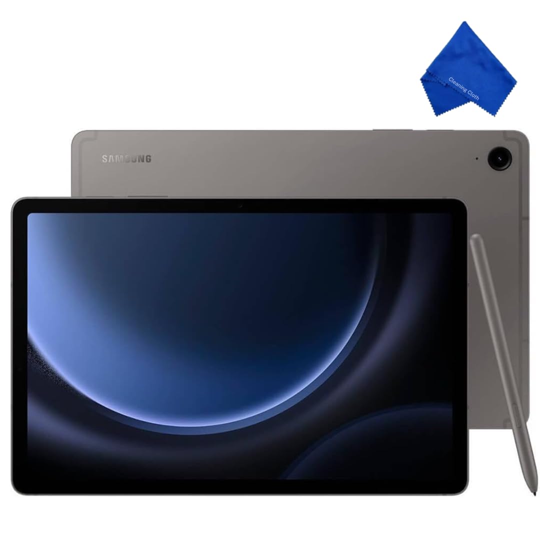 تبلت سامسونگ Galaxy Tab S9 FE اندروید 10.9 اینچی -  حافظه 6 گیگابایت، ظرفیت 128 گیگابایت، ضد آب و ضد گرد و غبار IP68، S Pen، دوربین 8 مگاپیکسل (با پارچه میکروفایبر) - خاکستری (نسخه بین‌المللی)