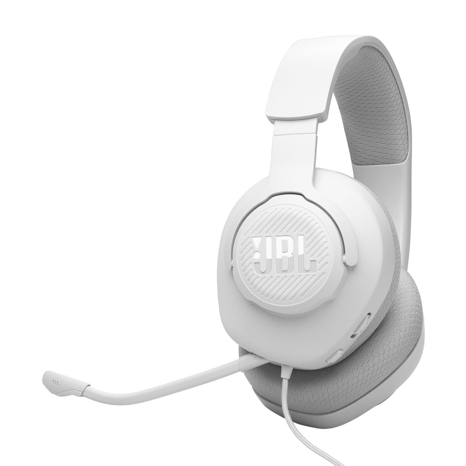 هدست بازی JBL Quantum 100M2 با سیم برای گیمینگ، امضای QuantumSOUND، جک 3.5 میلی‌متری، سازگاری چندپلتفرم و میکروفون قابل جدا شدن با گزینه سکوت، رنگ سفید