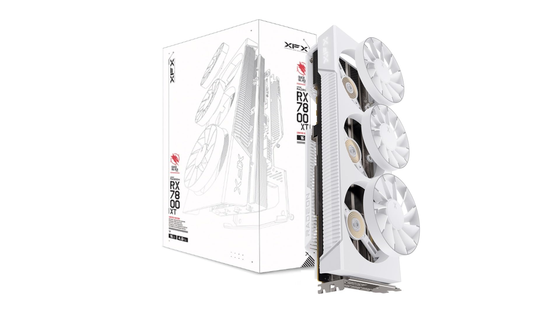 کارت گرافیک بازی XFX Qicksilver AMD Radeon RX 7800 XT Magnetic Air با 16GB GDDR6، RDNA3 RX-78TMAIRW9 7800 XT Magnetic Air WHT