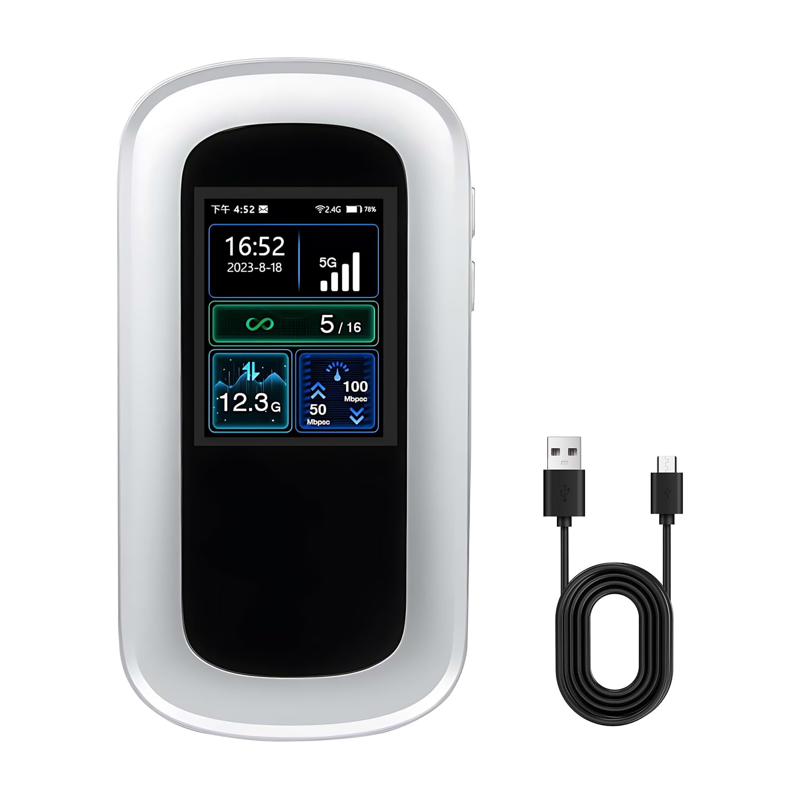مبدع 5G WiFi 6 هات‌اسپات موبایل، روتر 5G با شیار کارت SIM، 16 دستگاه متصل، باتری 4000 میلی‌آمپر، دانلود 2.77 گیگابیت بر ثانیه، آپلود 1.25 گیگابیت بر ثانیه، دستگاه WiFi قابل حمل برای سفر