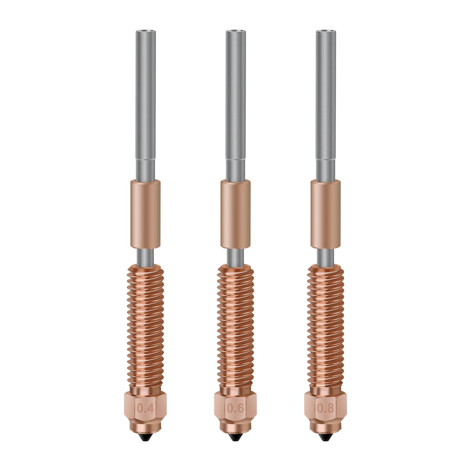 مجموعه نازل TERRIFI K1، 0.4mm، 0.6mm، 0.8mm، 3 عدد نازل فولادی K1c با تقویت شده، تعویض سریع برای چاپ با سرعت بالا و استخراج با پرش آبی بالا، سازگار با چاپگر 3D Creality K1/K1C/K1 Max/Ender 3 V3