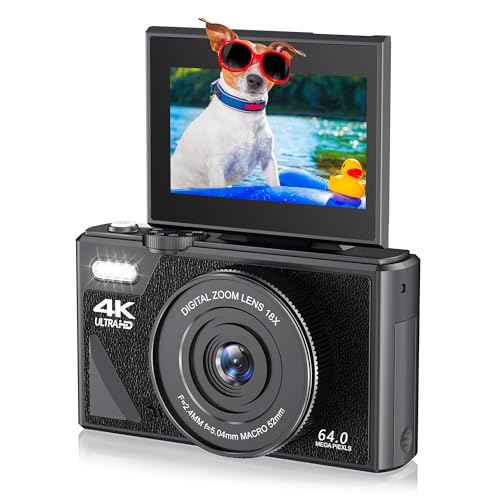 دوربین ولاگینگ ۴K UHD Bewinner برای یوتیوب، دوربین دیجیتال کوچک برای عکاسی، دوربین دیجیتال با قابلیت حمل ۷۵ مگاپیکسل - صفحه نمایش ۳ اینچی قابل چرخش، زوم دیجیتال ۱۸ برابر، فوکوس خودکار برای نوجوانان دانش‌آموزان
