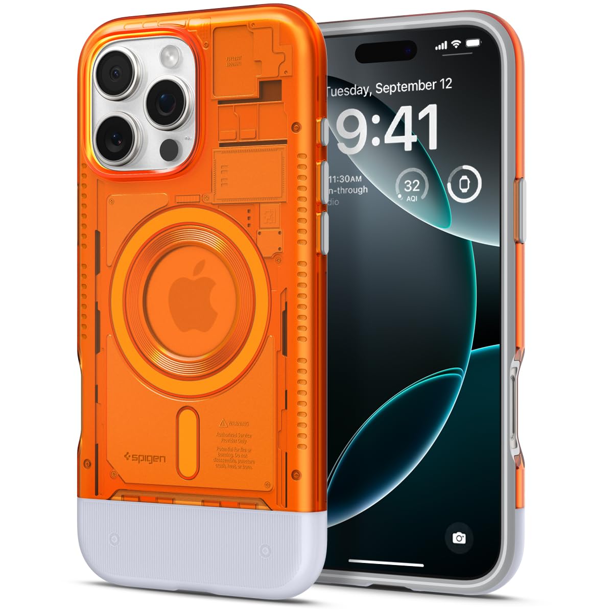 کاور محافظ Spigen Classic C1 MagFit برای آیفون 16 پرو MAX سازگار با MagSafe - تنوع رنگ نارنجی