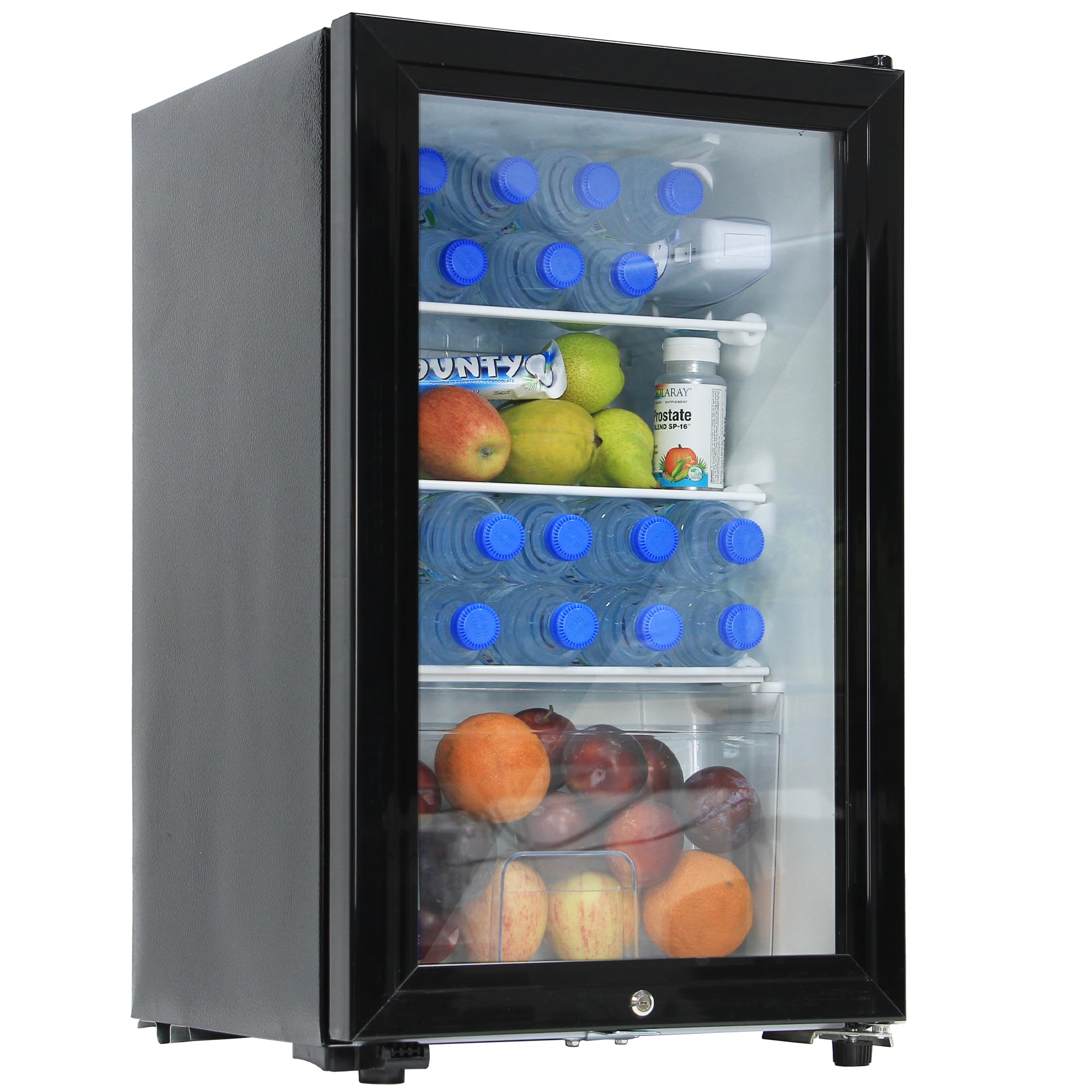 یخچال Rubik 62 لیتری با درب شیشه‌ای قفلدار، یخچال نوشیدنی AC 220 ولت برای غذا، نوشیدنی، محصولات مراقبت از پوست، عالی برای خانه، دفتر کار، هتل